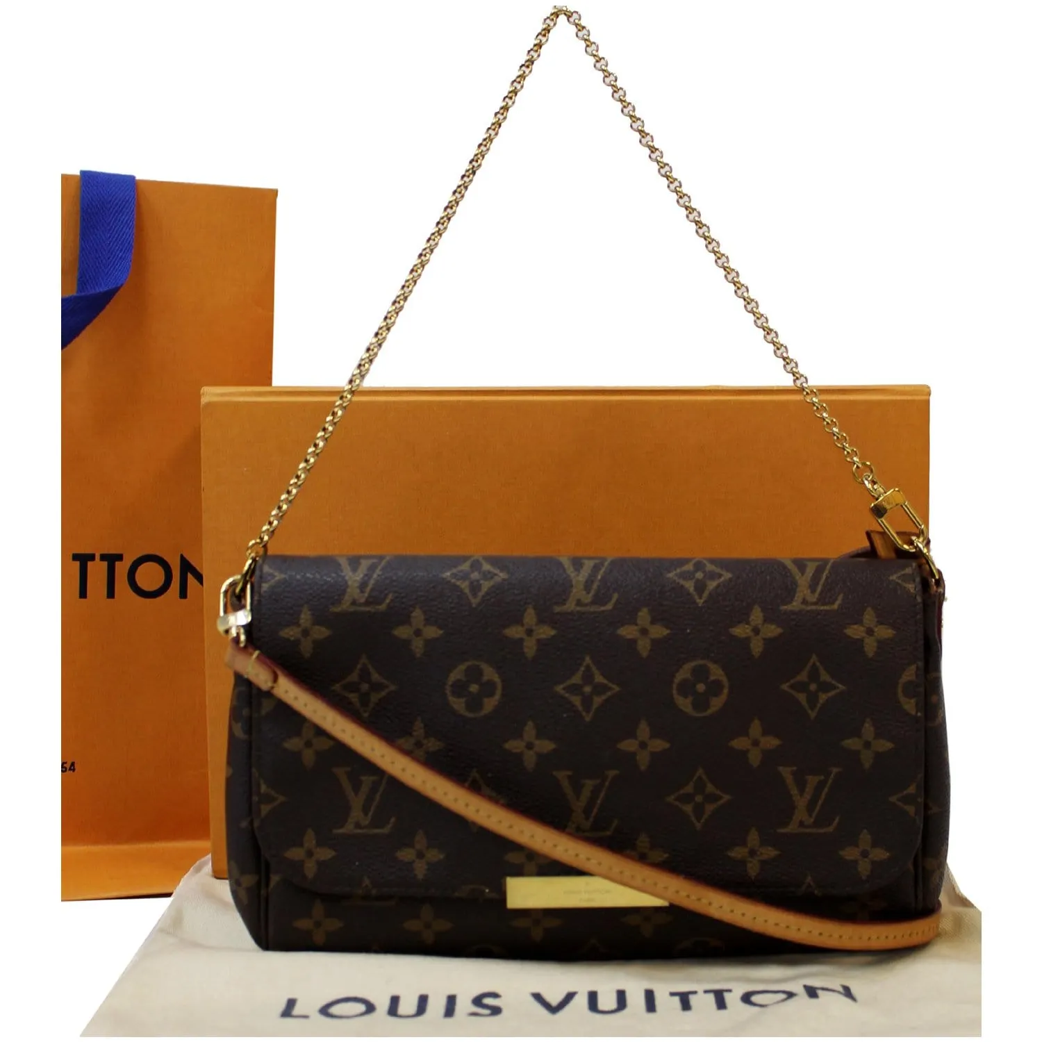 LOUIS VUITTON Favorite MM Monogram Canvas Crossbody Bag Brown