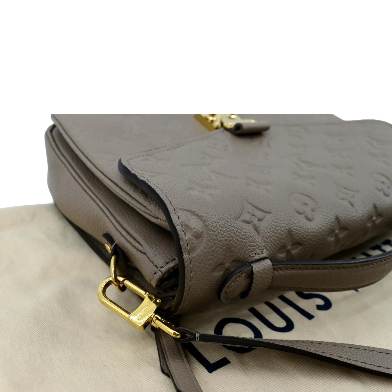 LOUIS VUITTON Metis Pochette Empreinte Leather Crossbody Bag Tourterelle