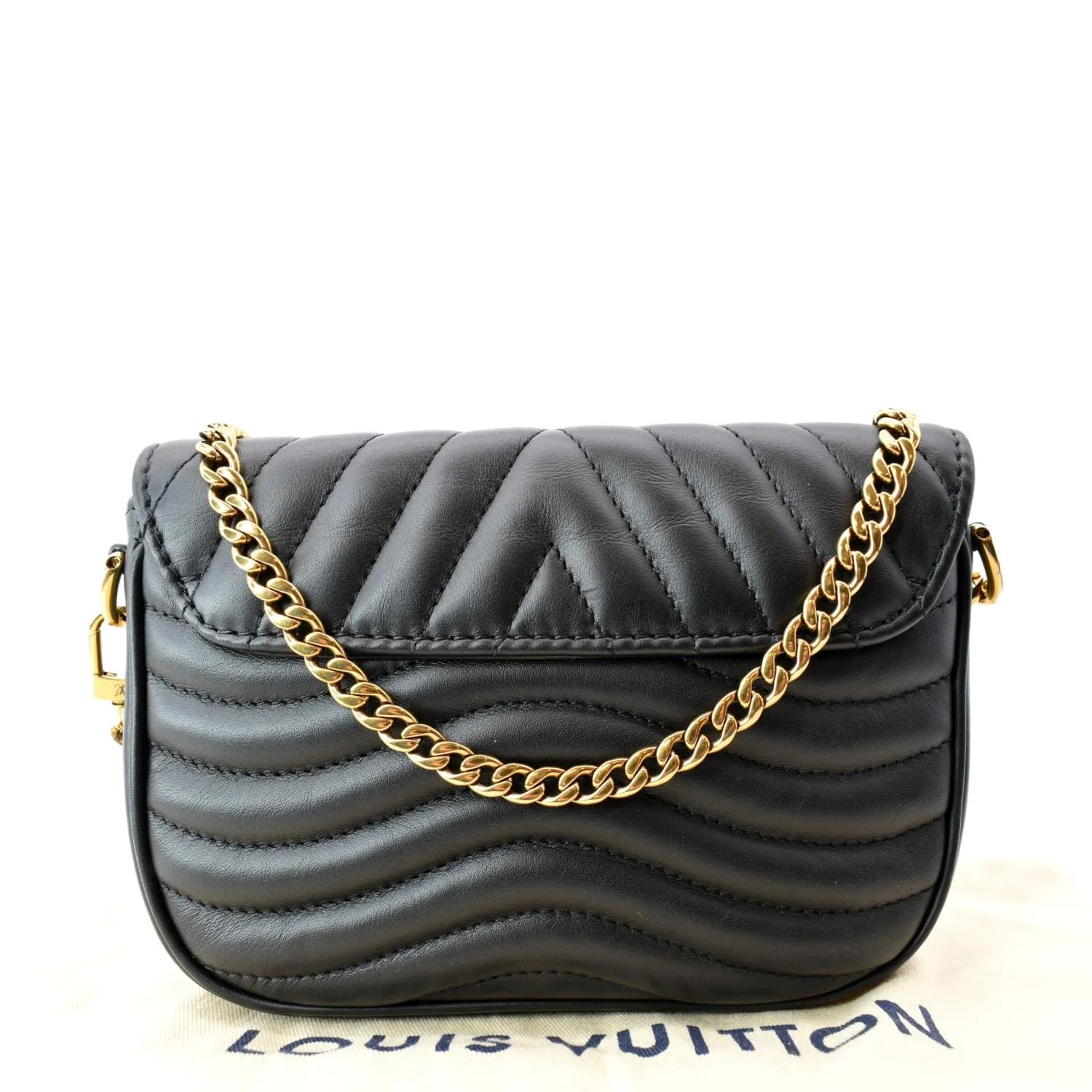 LOUIS VUITTON New Wave Multi Pochette Leather Chain Shoulder Bag Black