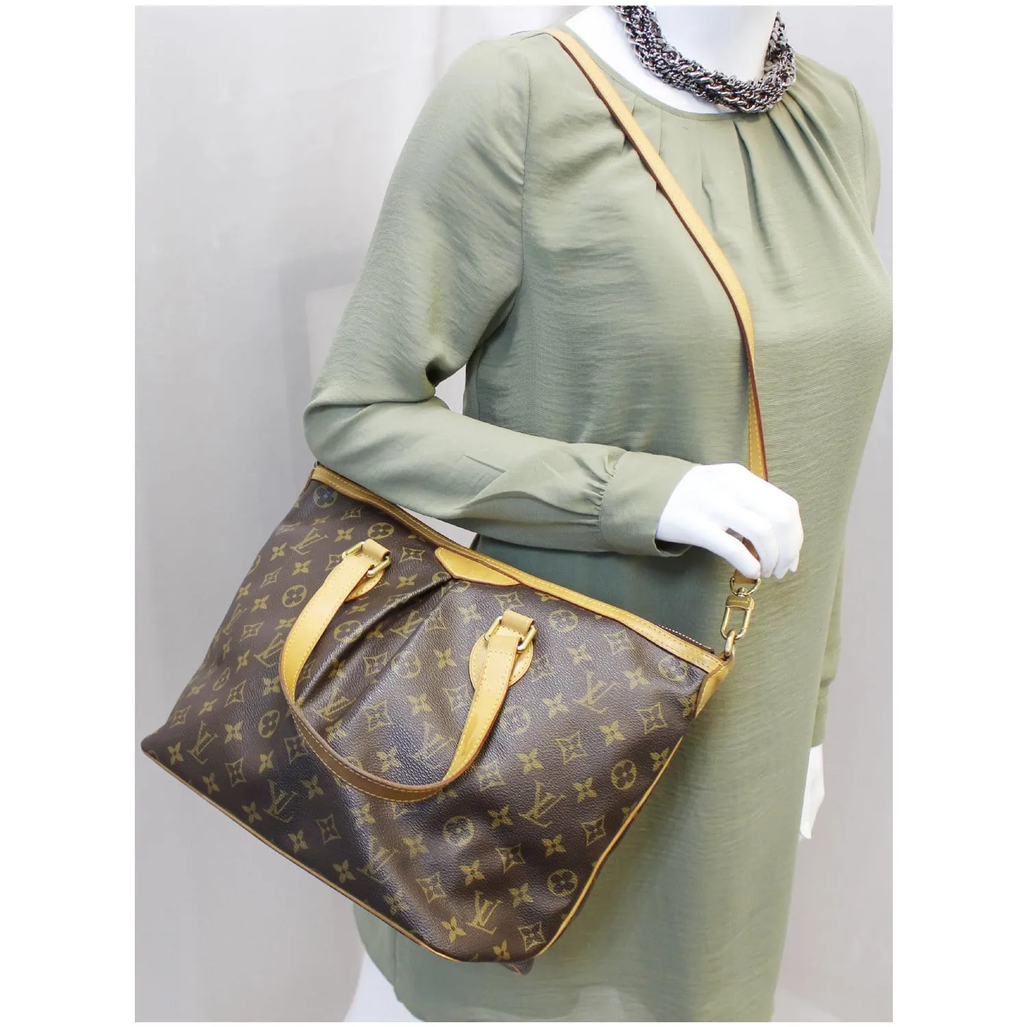 LOUIS VUITTON Palermo PM Monogram Canvas Shoulder Bag Brown