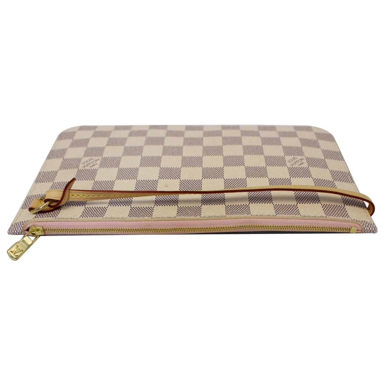 LOUIS VUITTON Pochette Wristlet Pouch Damier Azur Neverfull GM Rose Ballerine