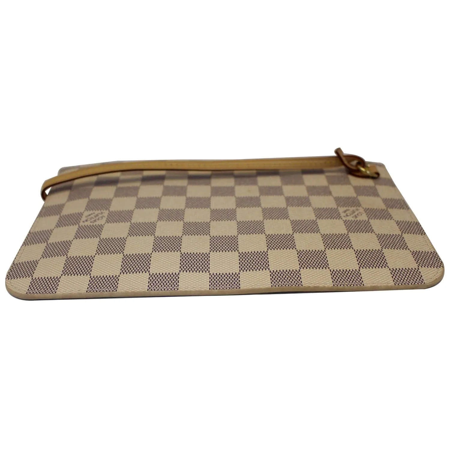 LOUIS VUITTON Pochette Wristlet Pouch Damier Azur Neverfull GM Rose Ballerine
