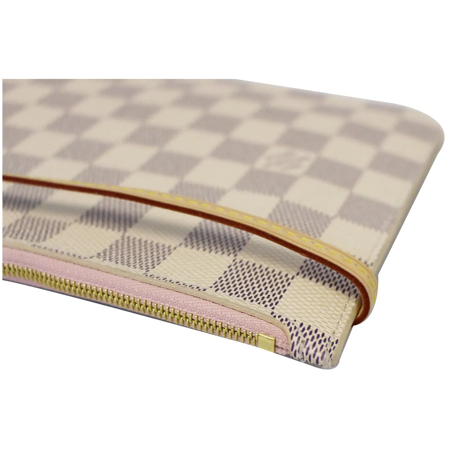 LOUIS VUITTON Pochette Wristlet Pouch Damier Azur Neverfull GM Rose Ballerine
