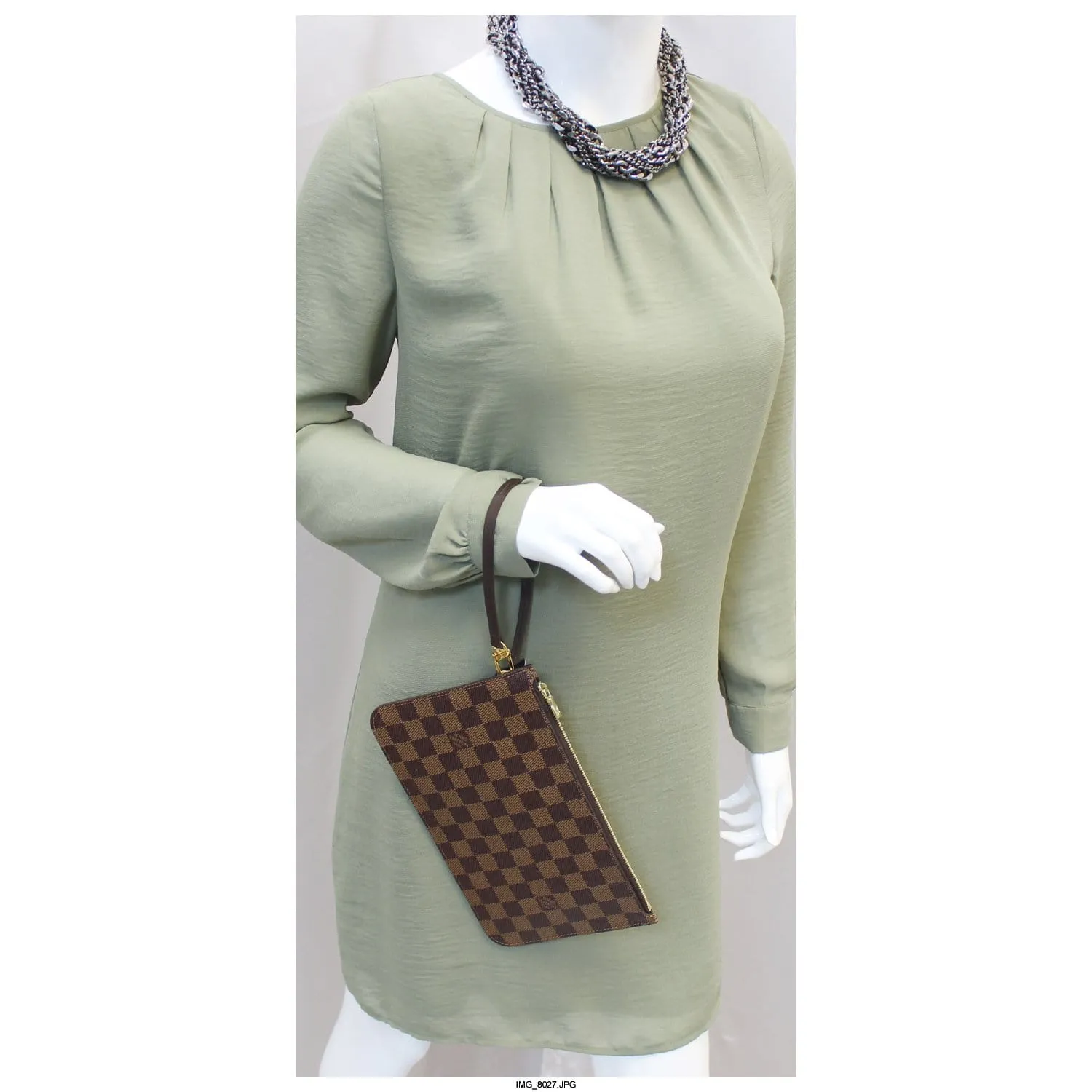 LOUIS VUITTON Pochette Wristlet Pouch Damier Ebene Neverfull MM