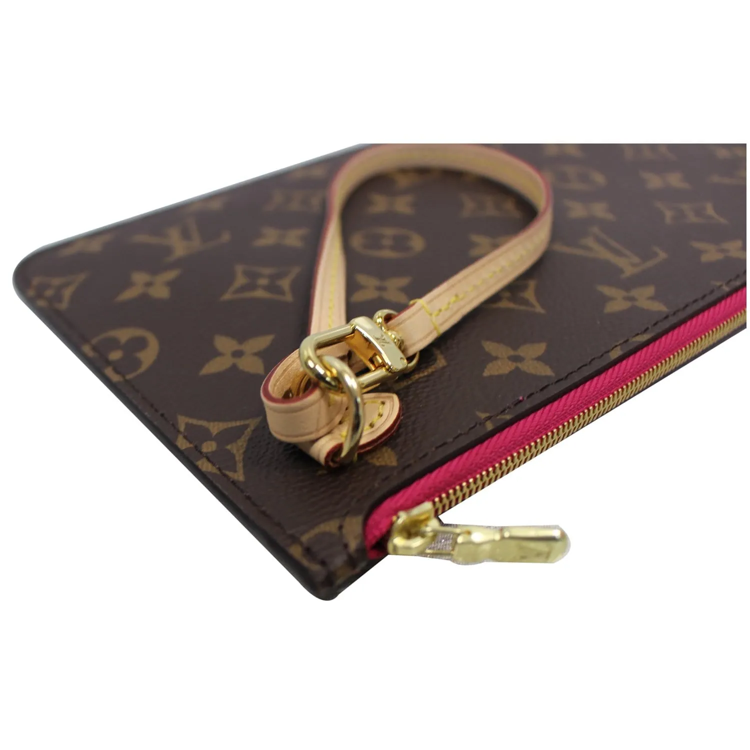 LOUIS VUITTON Pochette Wristlet Pouch Monogram Canvas Neverfull GM Brown