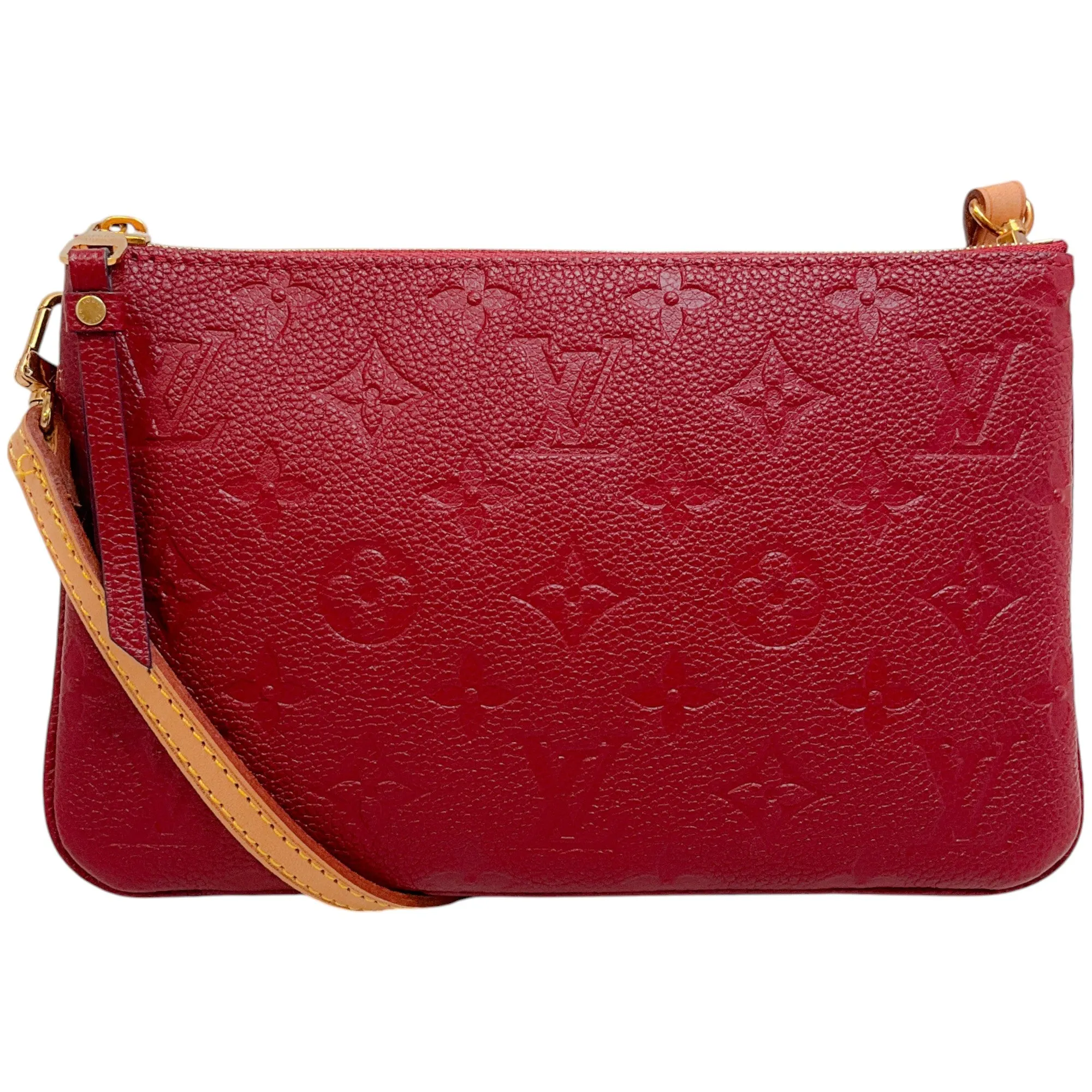 Louis Vuitton Red Monogram Empreinte Double Zip Pochette