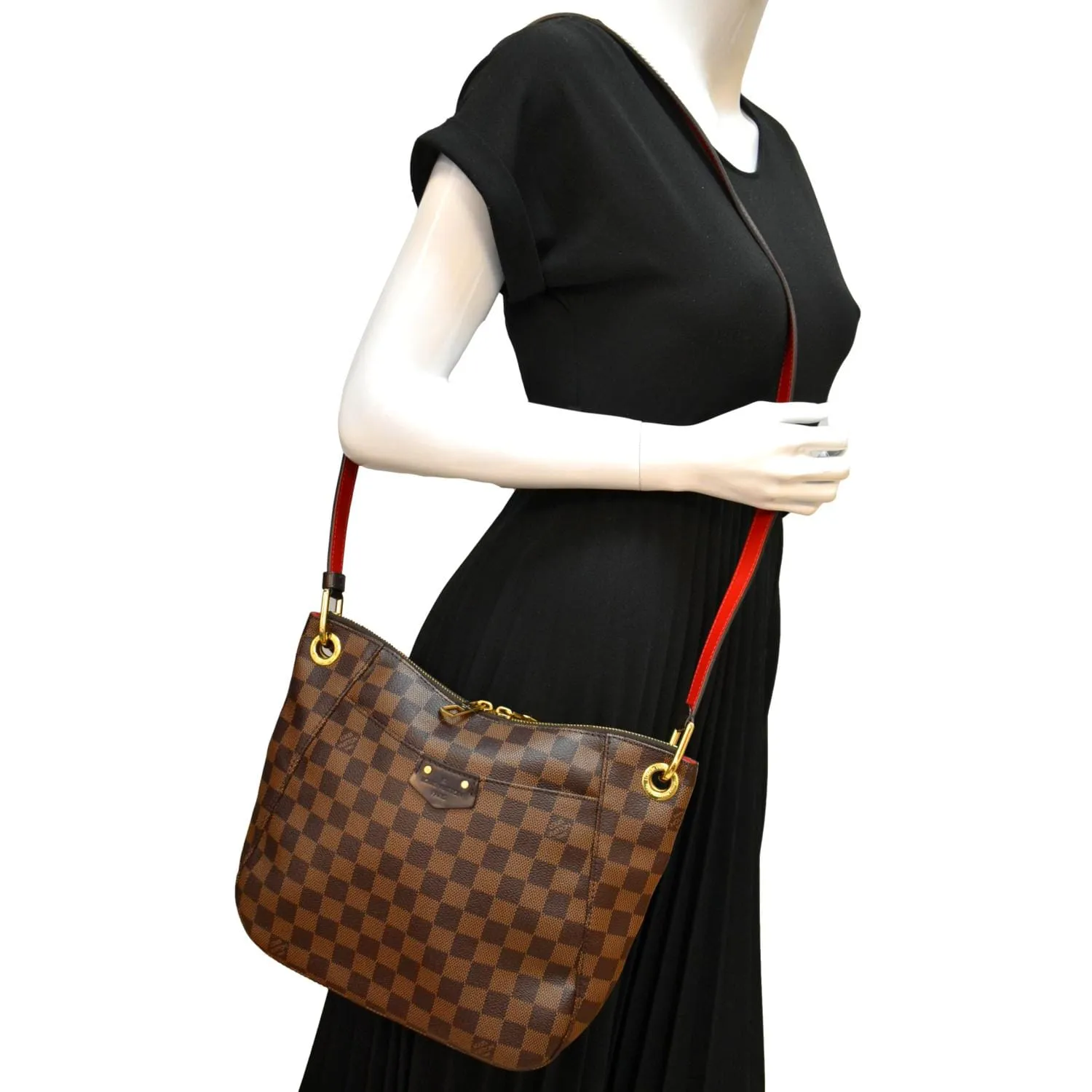 LOUIS VUITTON South Bank Besace Damier Ebene Crossbody Bag Brown