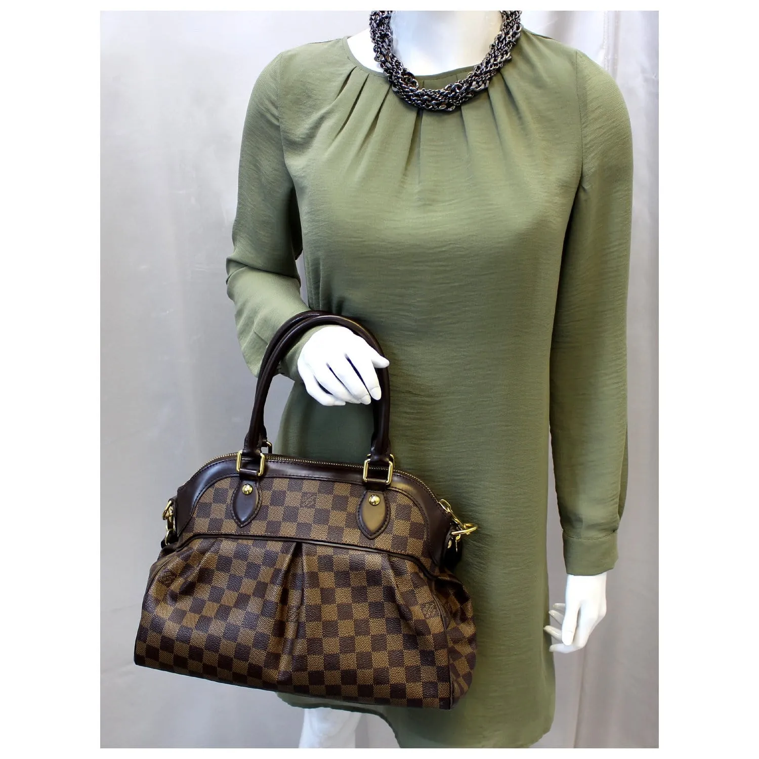 LOUIS VUITTON Trevi PM Damier Ebene Brown Shoulder Bag