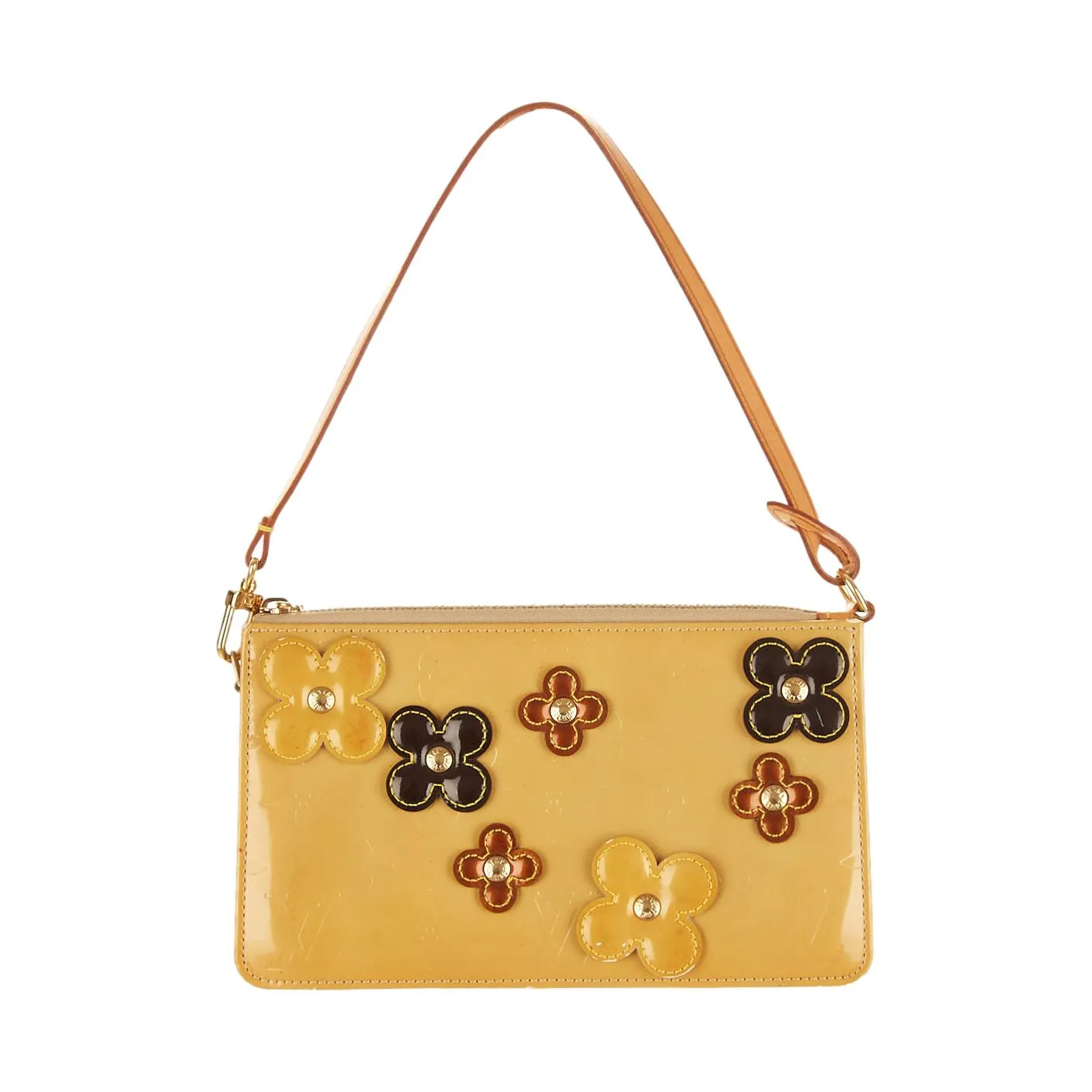 Louis Vuitton Yellow Floral Vernis Shoulder Bag