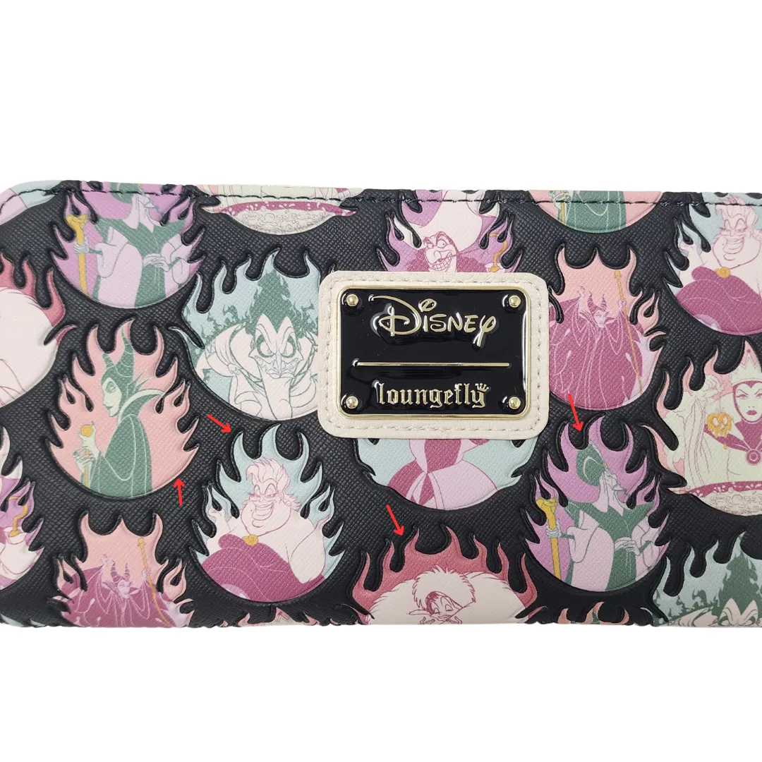 Loungefly Disney Villains Pastel Flames Wallet DEFECTIVES