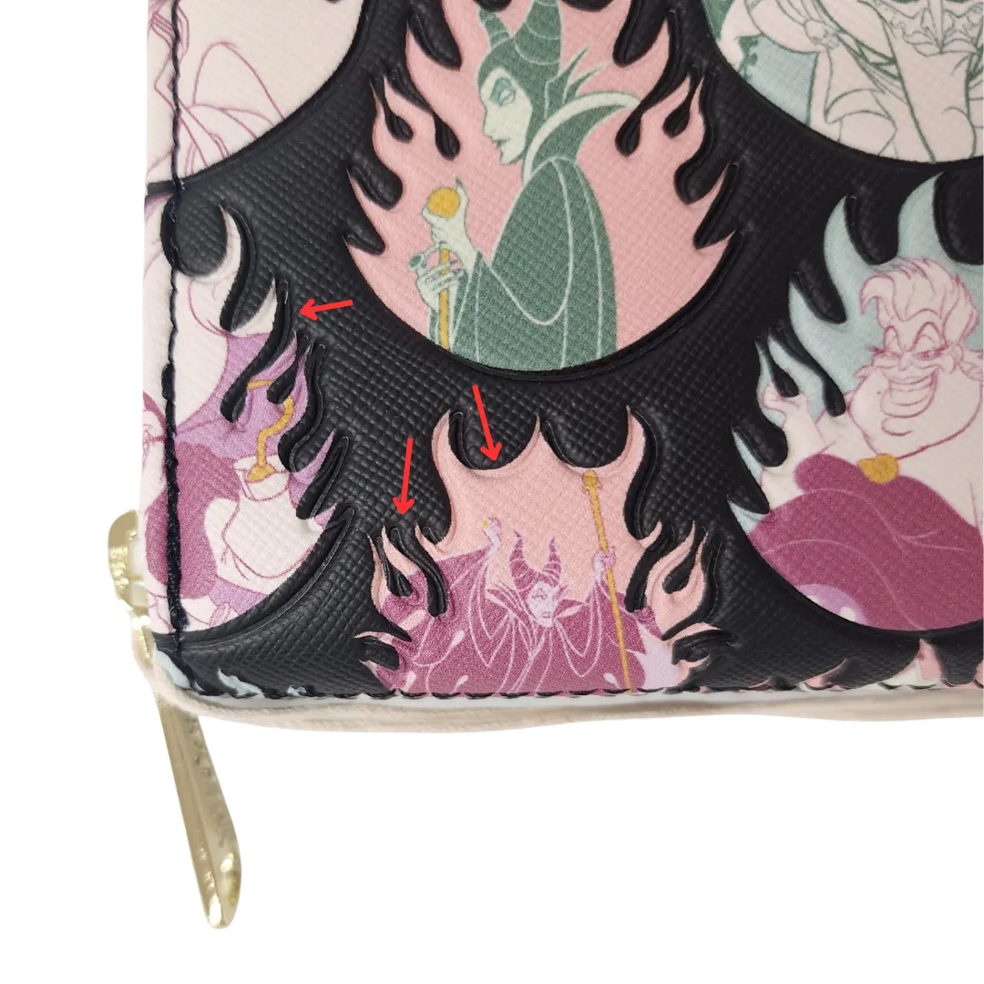 Loungefly Disney Villains Pastel Flames Wallet DEFECTIVES