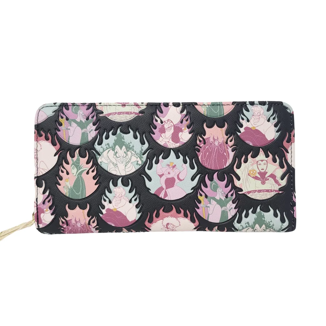 Loungefly Disney Villains Pastel Flames Wallet DEFECTIVES