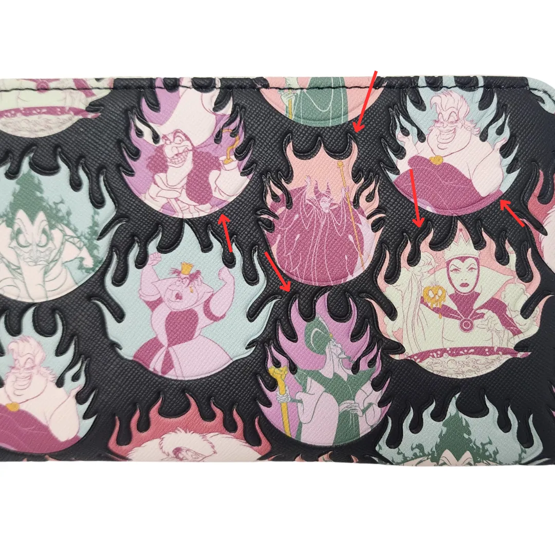 Loungefly Disney Villains Pastel Flames Wallet DEFECTIVES