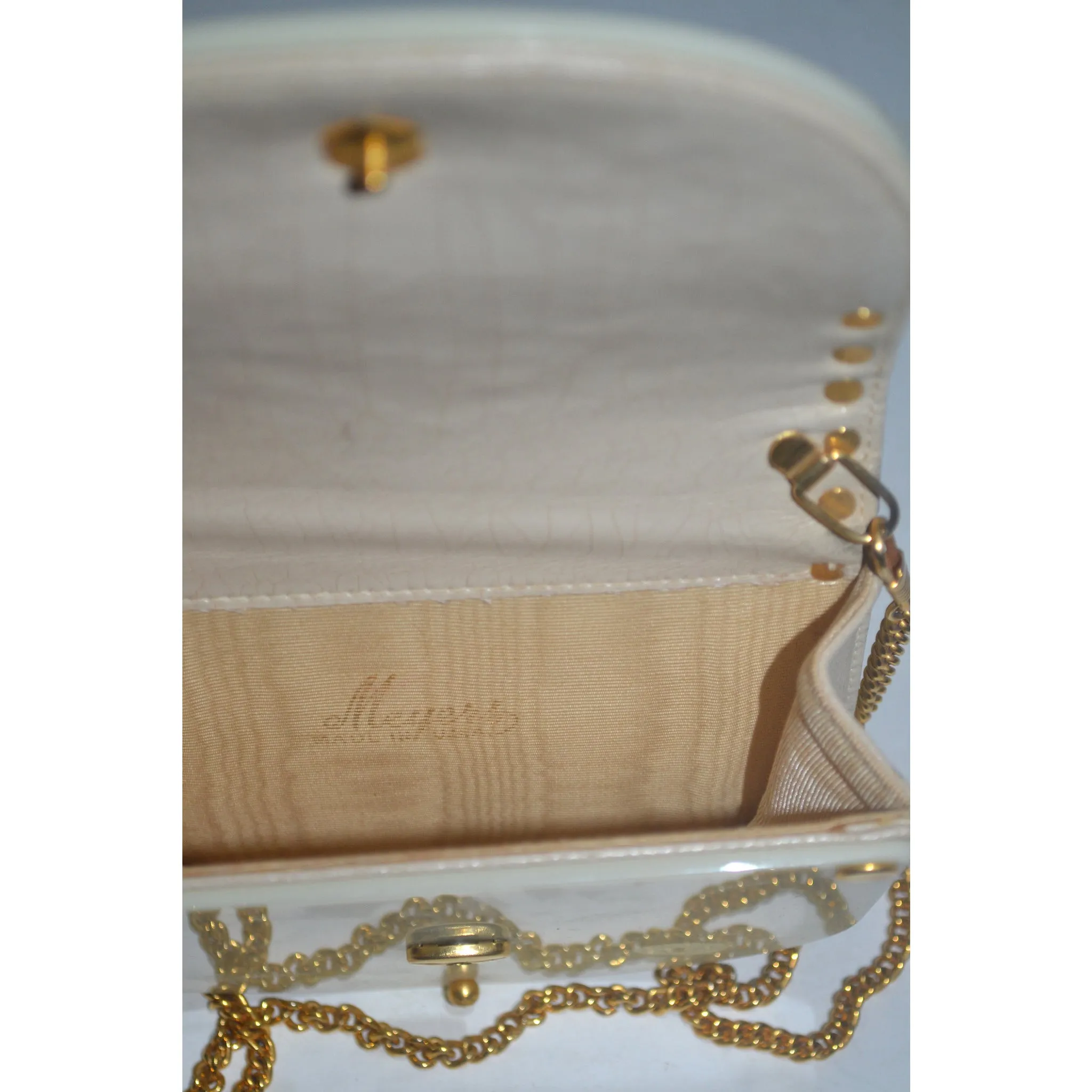 Lucite Leather Shoulder Purse By Meyers