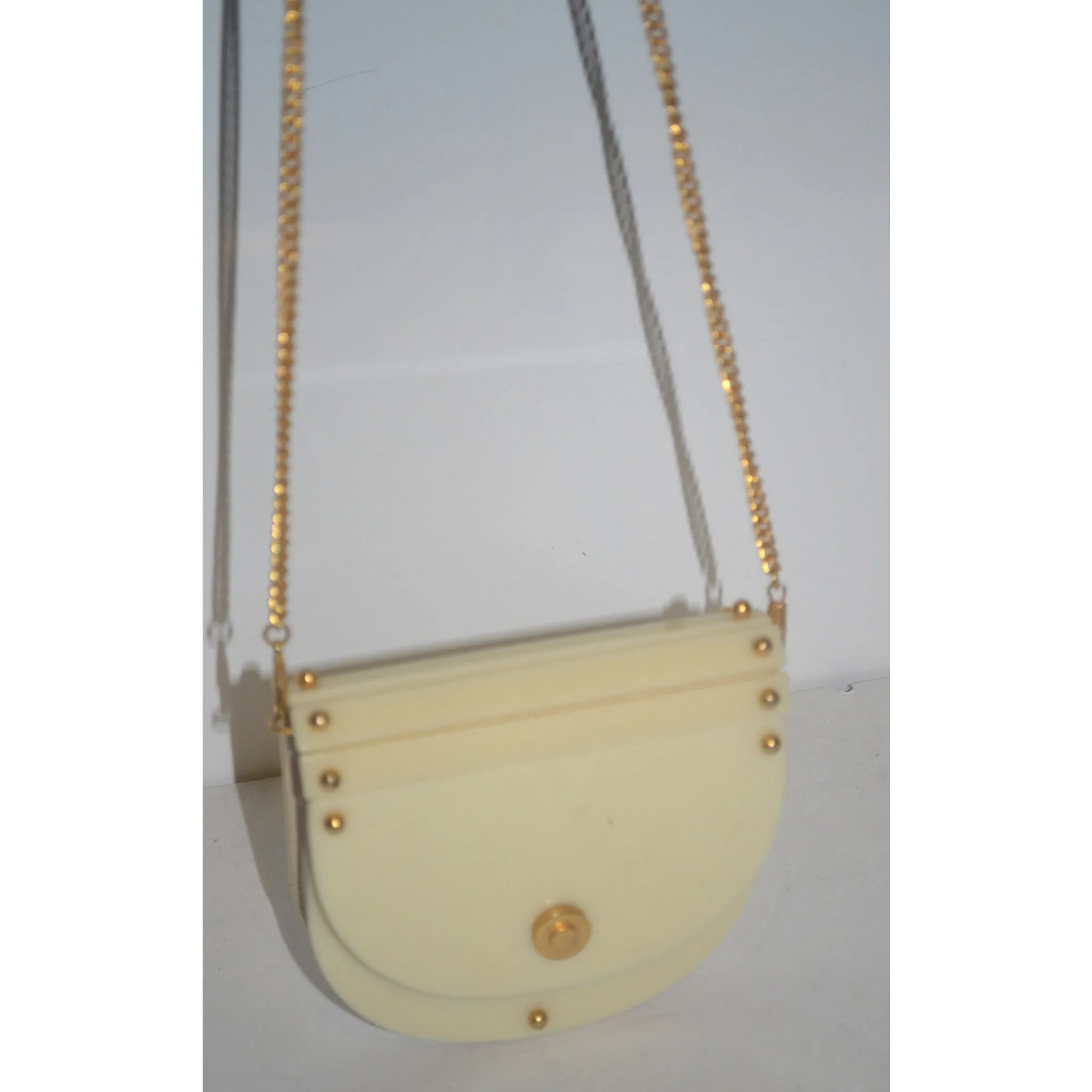 Lucite Leather Shoulder Purse By Meyers