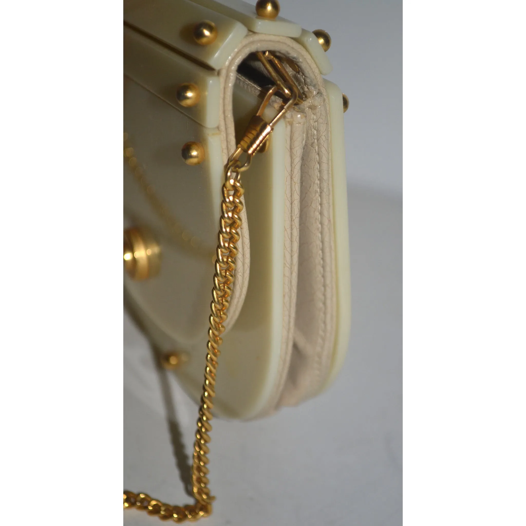 Lucite Leather Shoulder Purse By Meyers