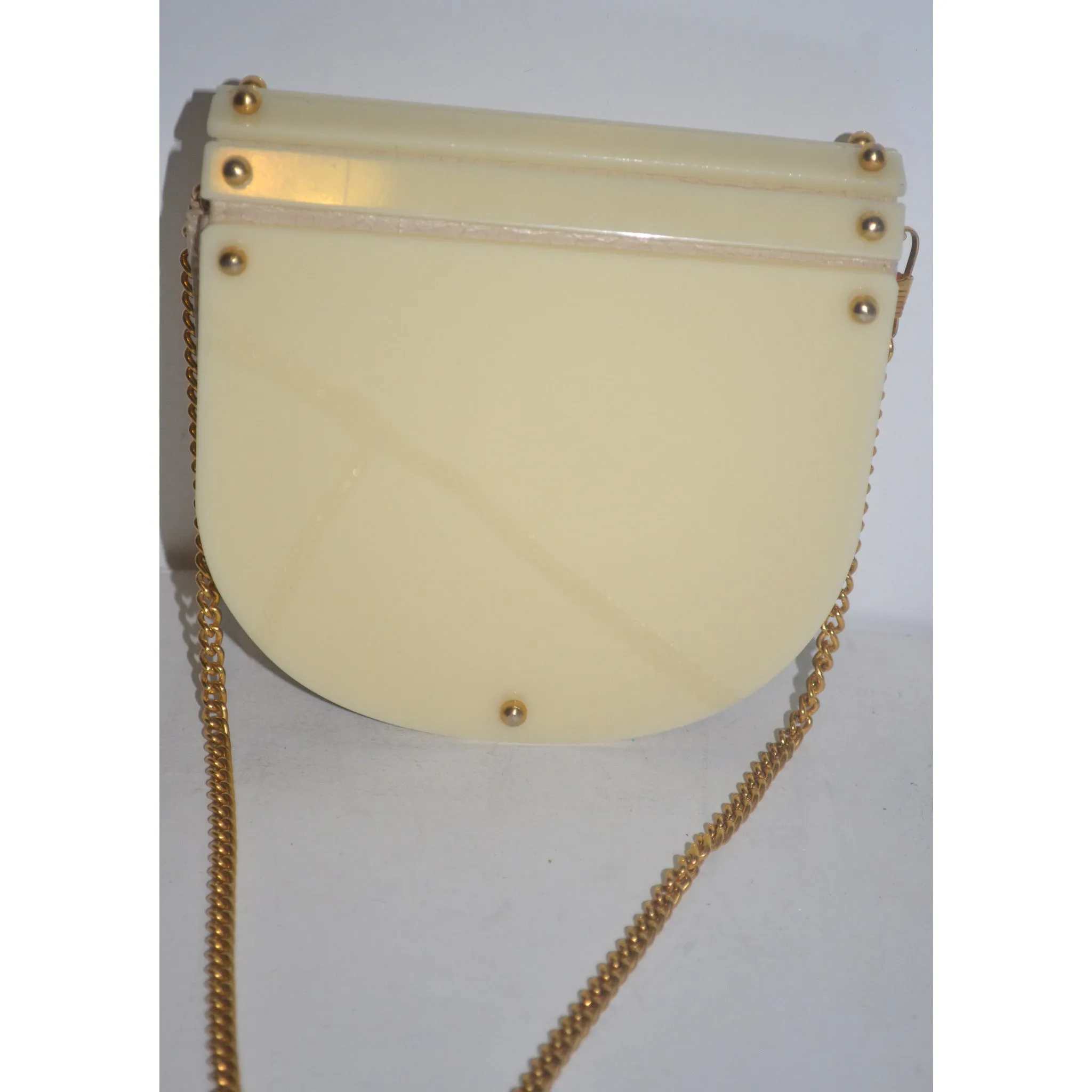 Lucite Leather Shoulder Purse By Meyers