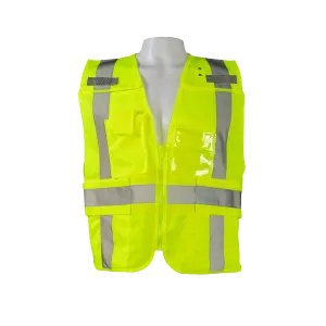 LV2-LPSV ANSI Class 2 All Lime Solid Expandable 5-Point Breakaway Public Safety Vest