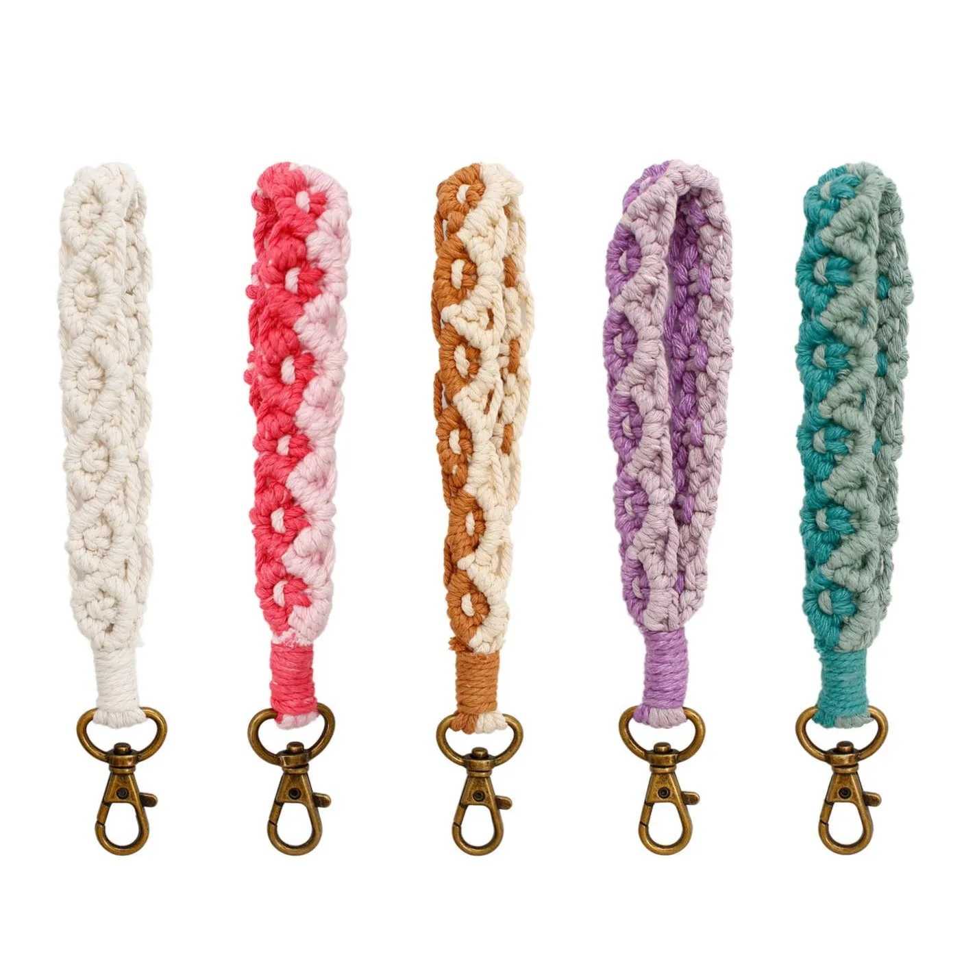 Macrame Two-Tone Braided Wristlet Keychain