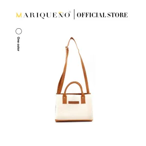 MADELINE Croc Embossed Top Handle Sling Bag in Off White