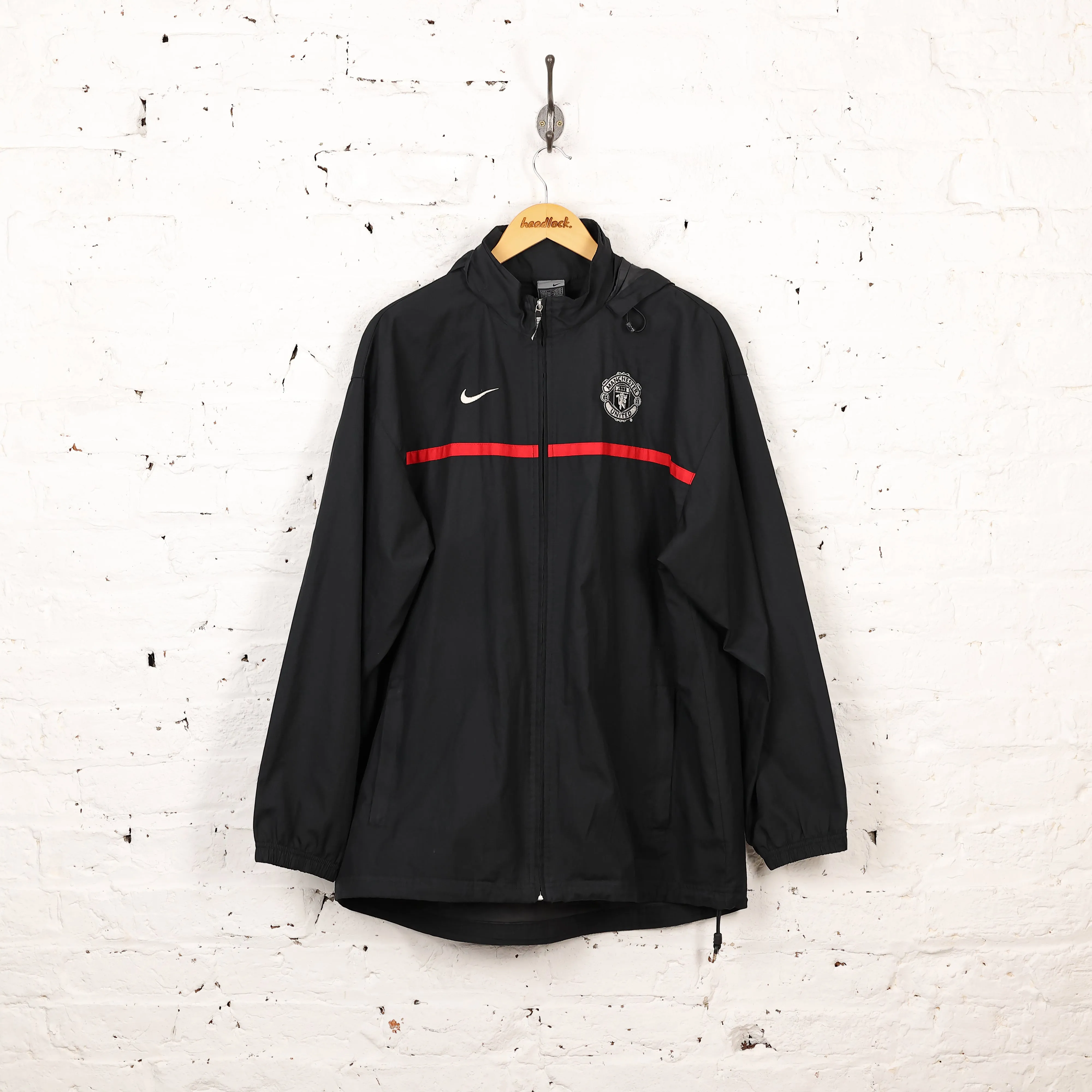 Manchester United Nike Rain Tracksuit Top Jacket - Black - L