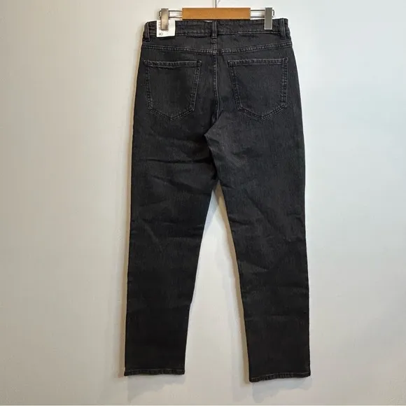 Mango Medium-comfort mid rise straight jeans black grey