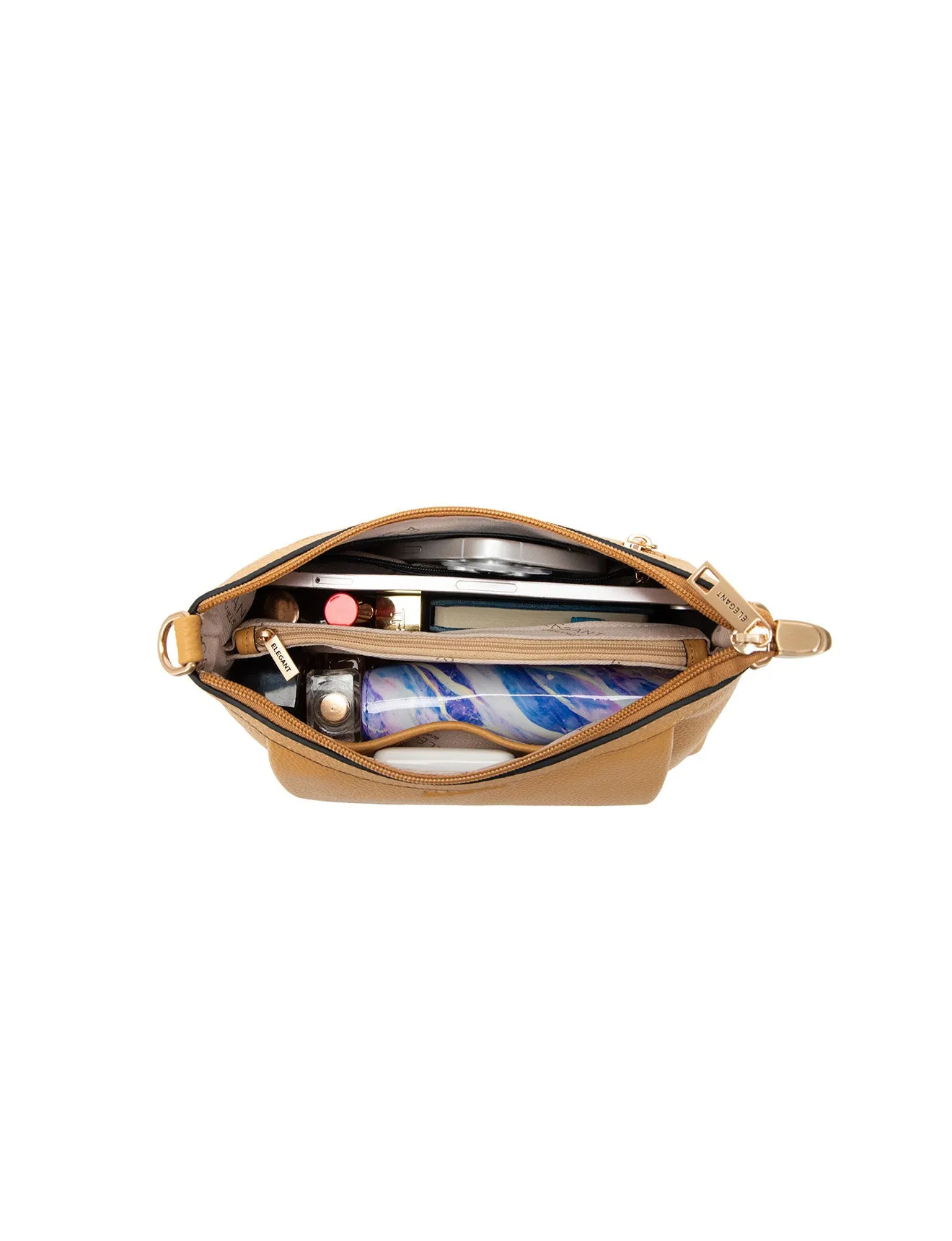 MARCIA LEATHER XBODY BAG- BLACK- E1-0830-DIJON
