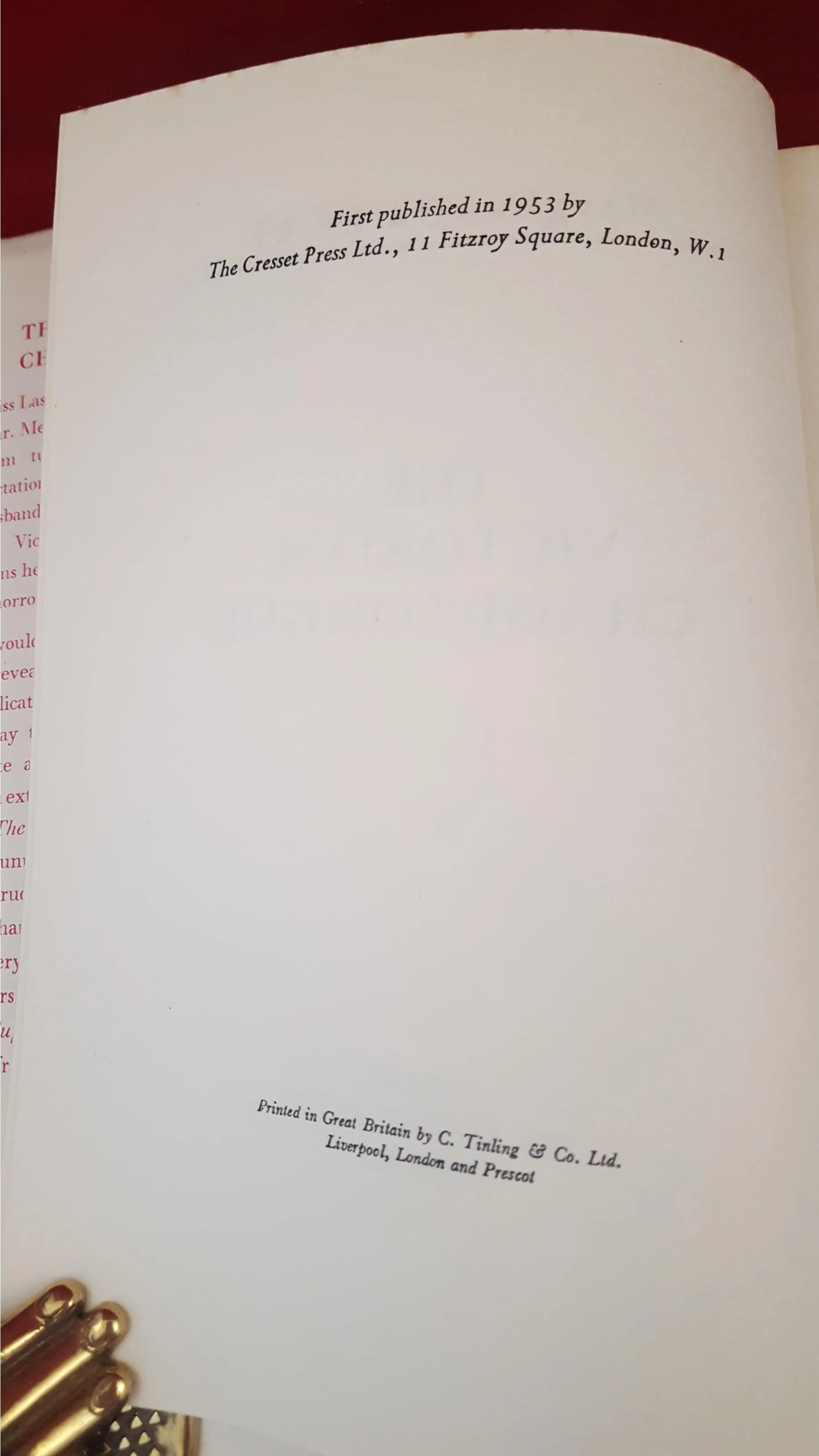 Marghanita Laski - The Victorian Chaise-longue, The Cresset Press, 1953, First Edition
