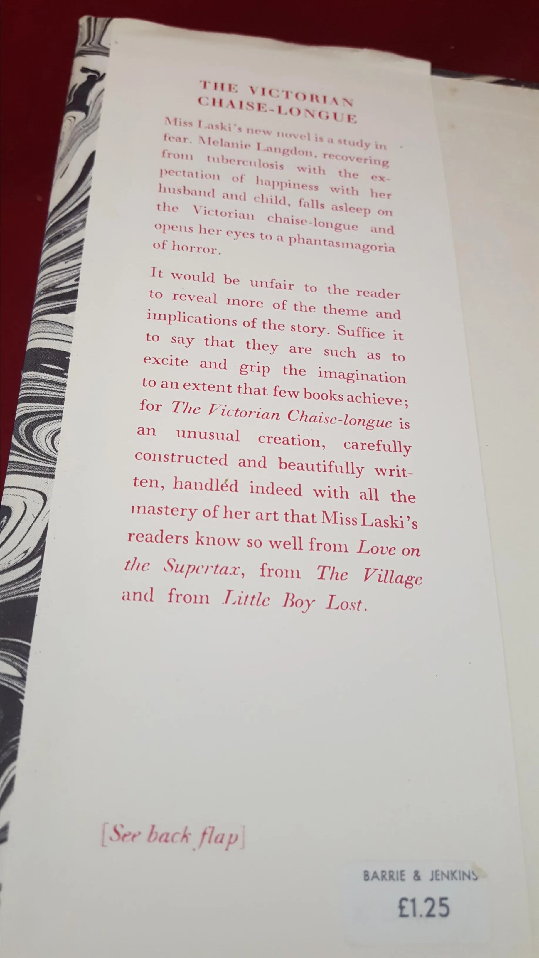 Marghanita Laski - The Victorian Chaise-longue, The Cresset Press, 1953, First Edition