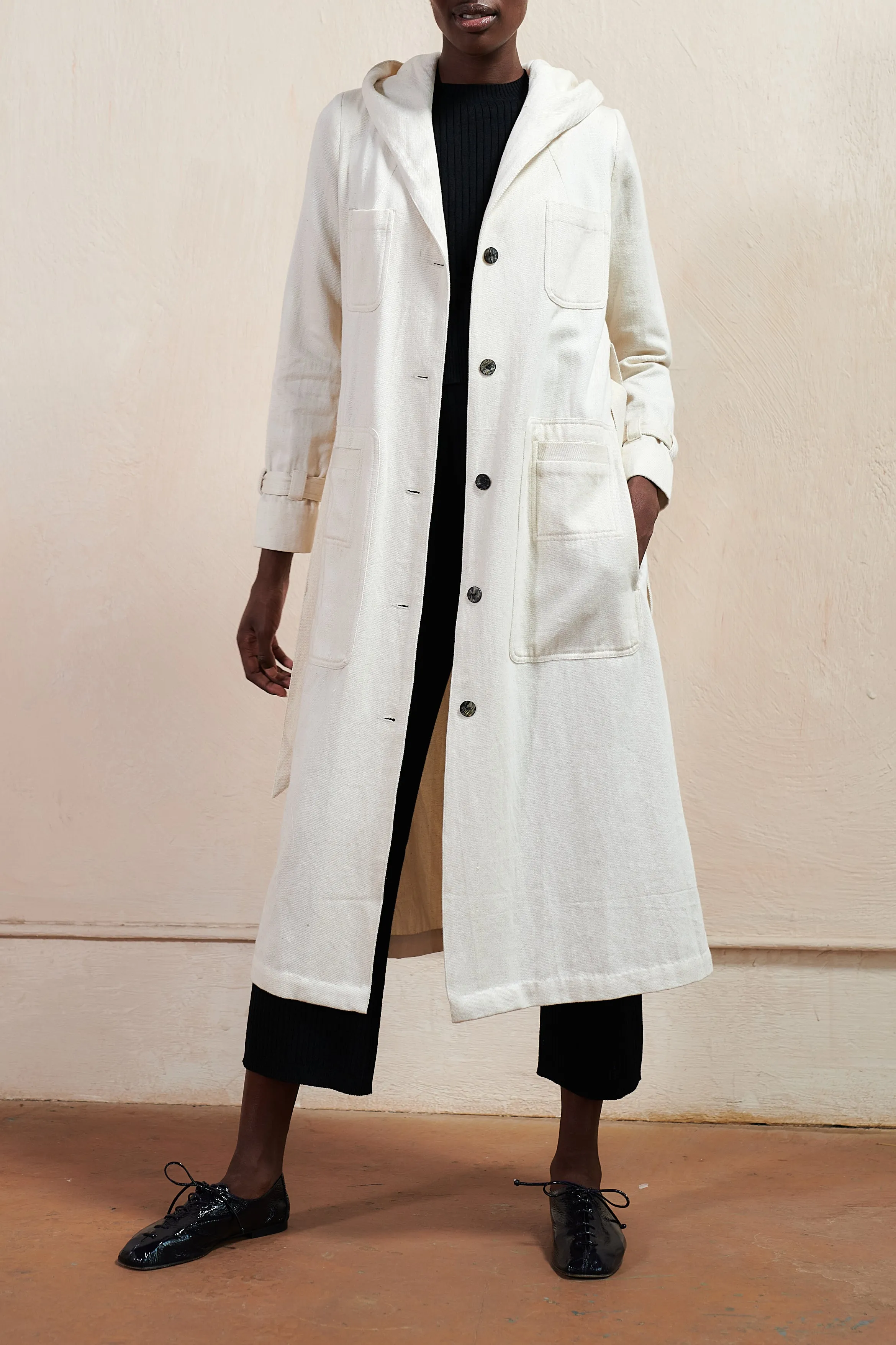 Maria Stanley Hooded Conrad Trench in Bone