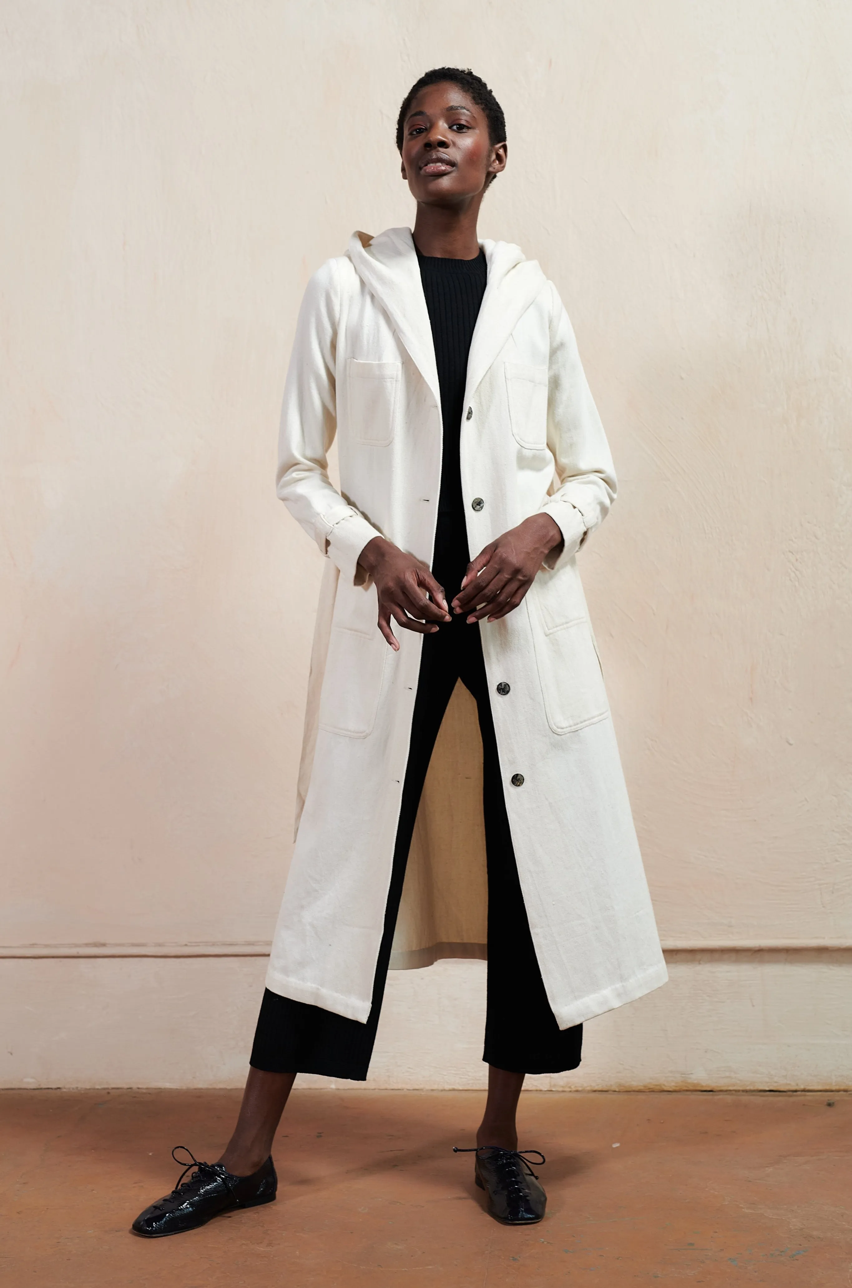 Maria Stanley Hooded Conrad Trench in Bone
