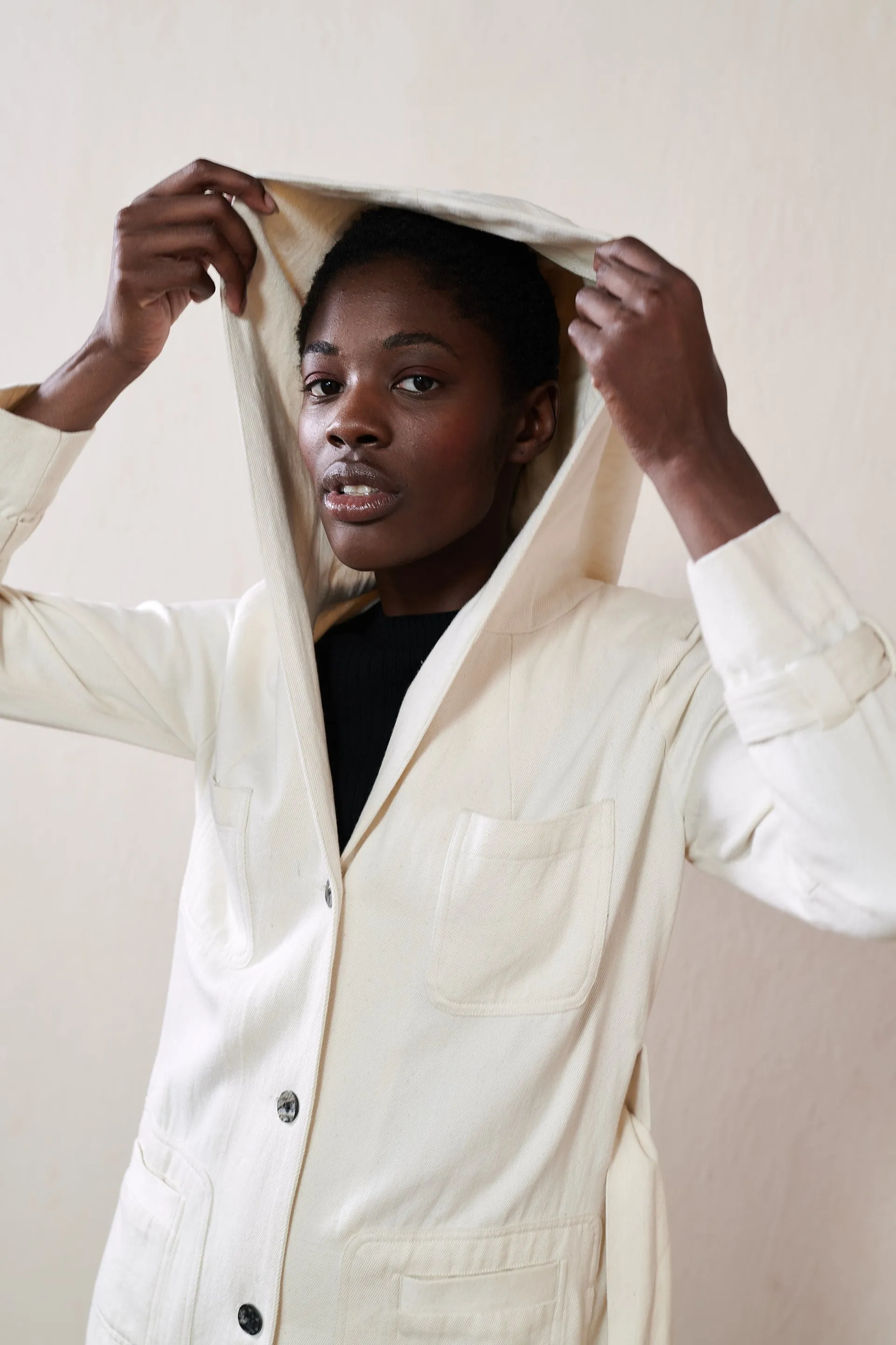 Maria Stanley Hooded Conrad Trench in Bone