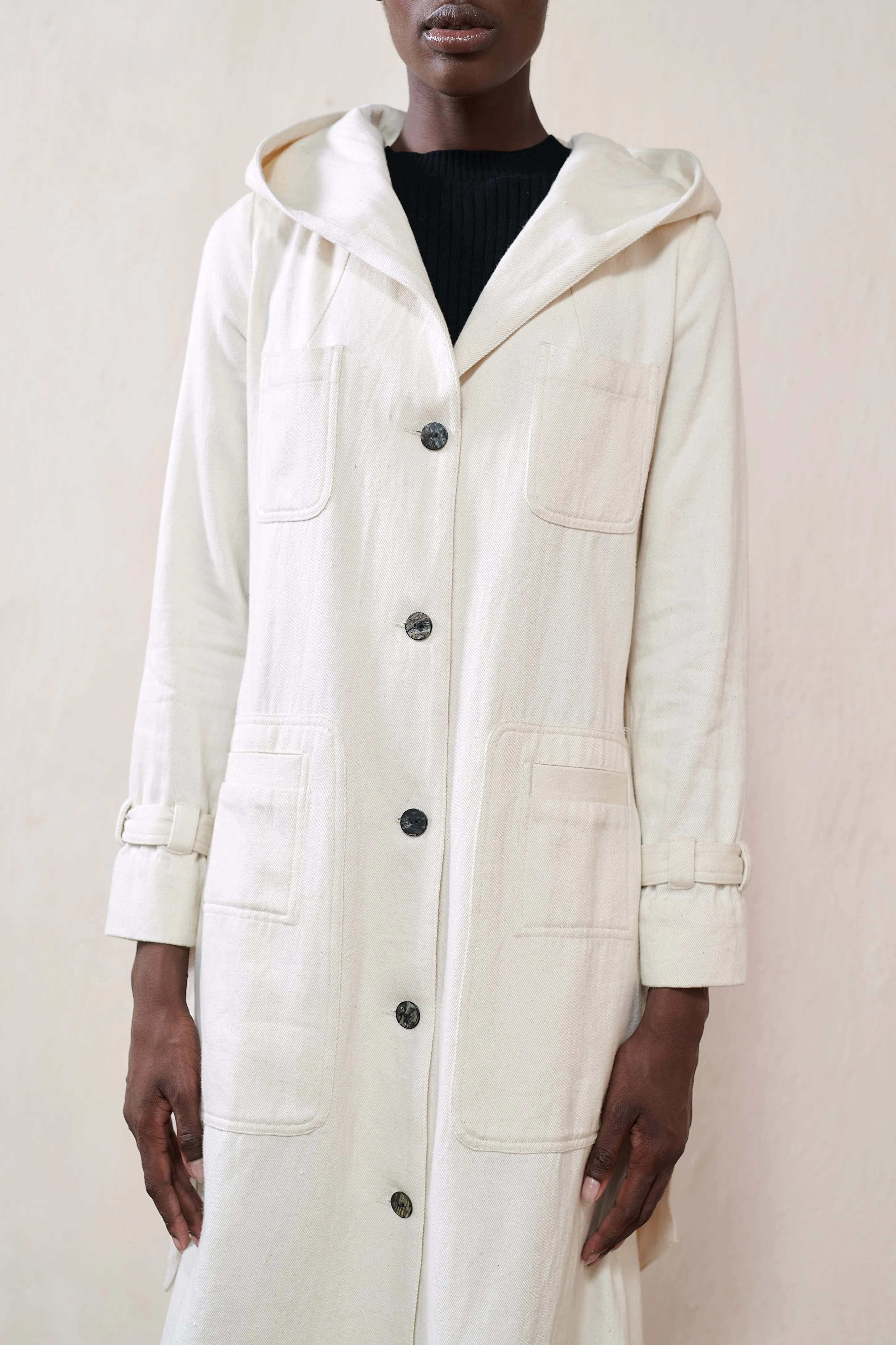 Maria Stanley Hooded Conrad Trench in Bone