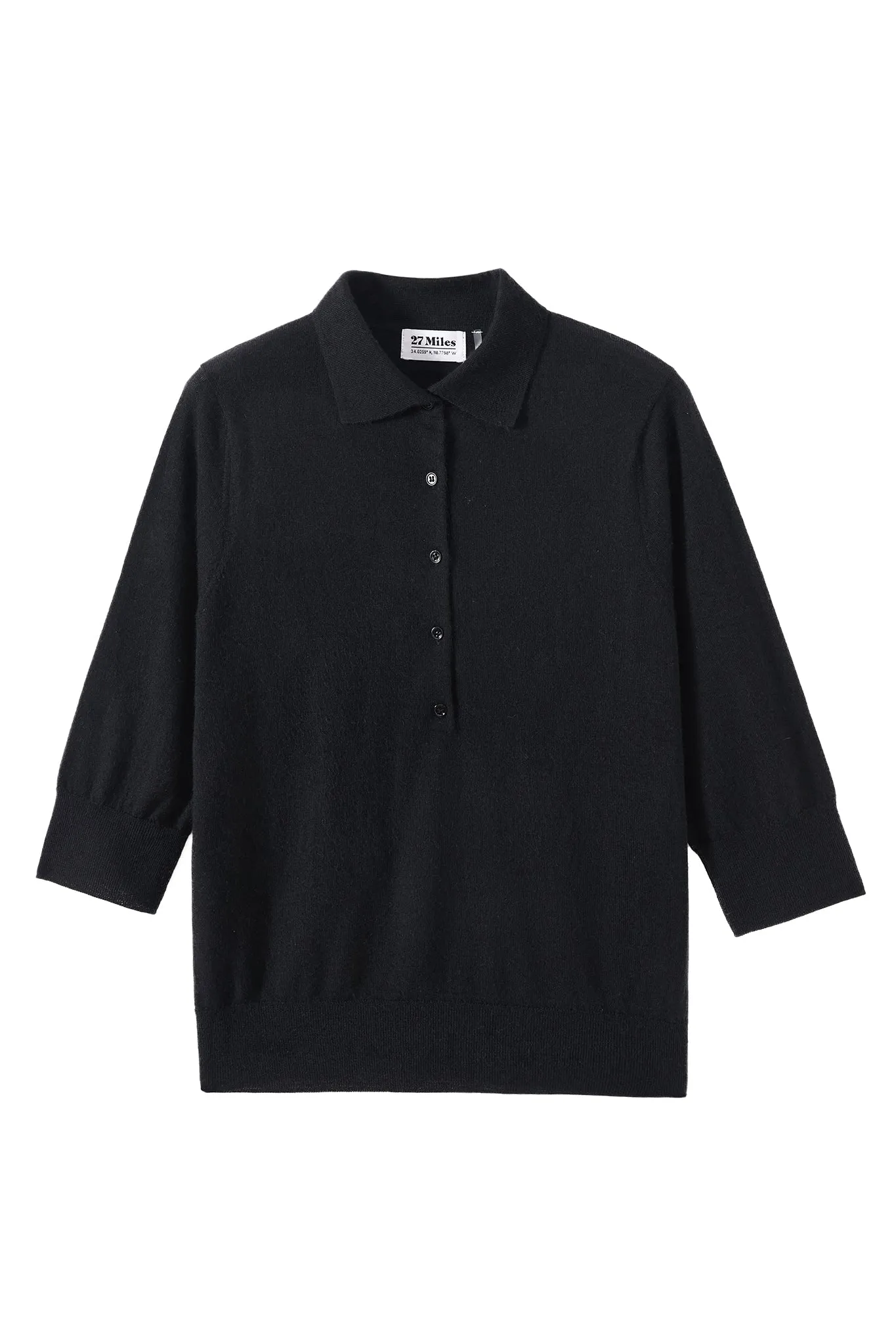 Marlowe Elbow Sleeve Lightweight Cashmere Polo