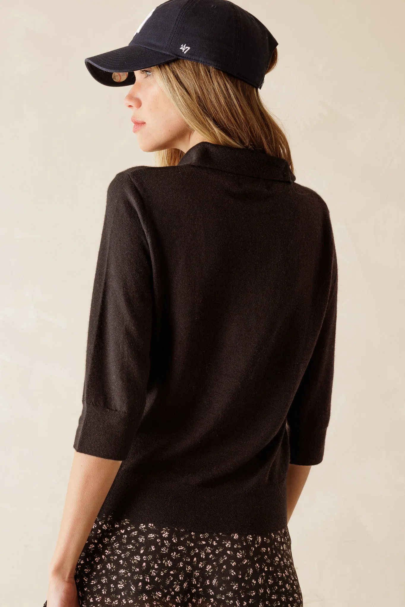 Marlowe Elbow Sleeve Lightweight Cashmere Polo