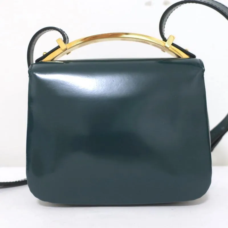 Marni Sculpture Bag Teal Glossy Leather Mini Crossbody Bag