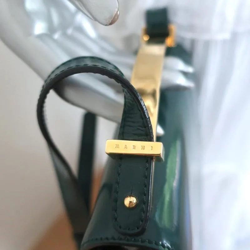 Marni Sculpture Bag Teal Glossy Leather Mini Crossbody Bag