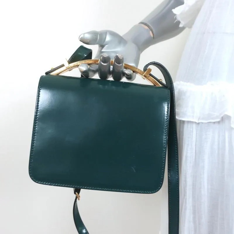 Marni Sculpture Bag Teal Glossy Leather Mini Crossbody Bag