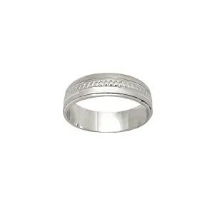 Matte Finish & Embossed Bead Band (14K)