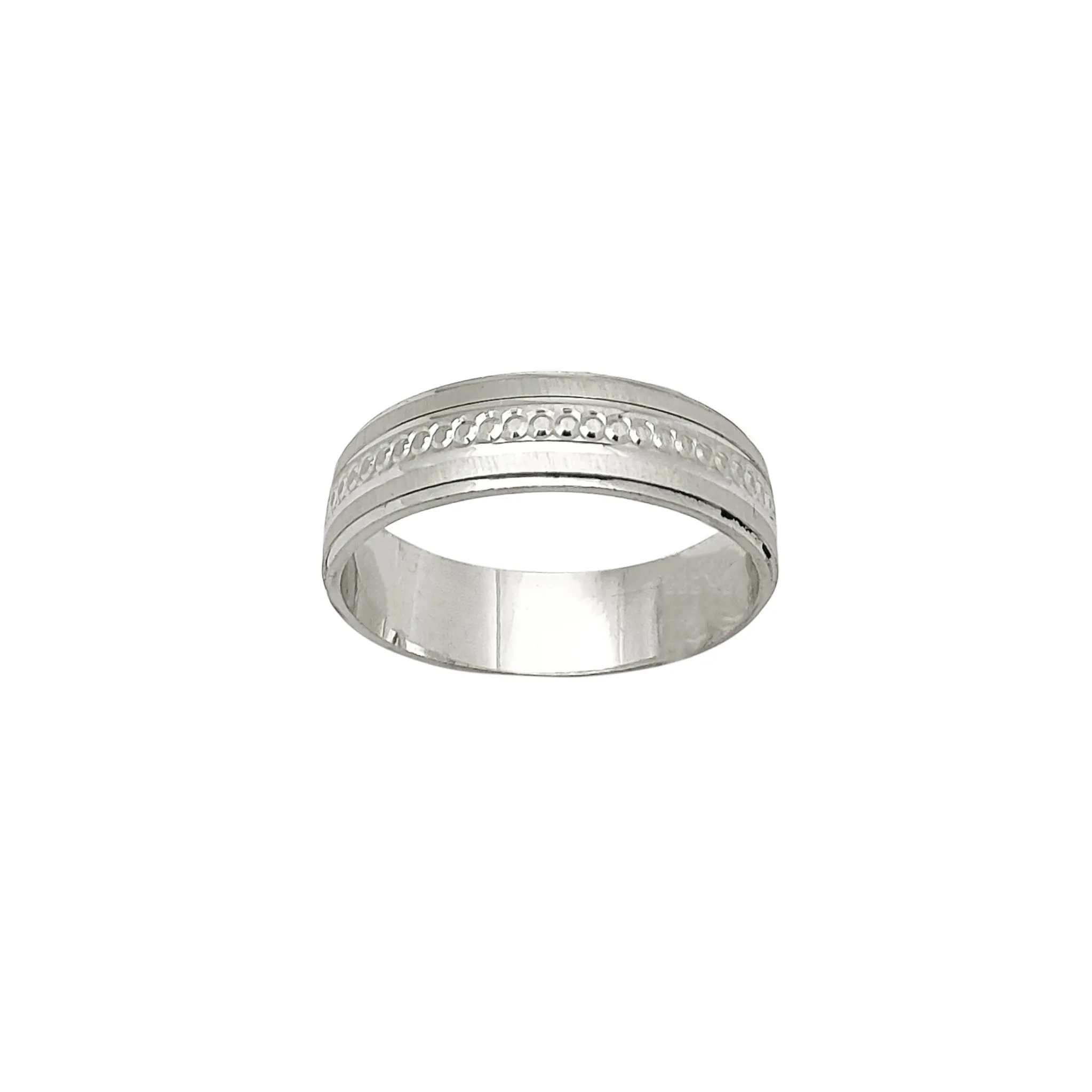 Matte Finish & Embossed Bead Band (14K)