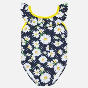 Mayoral Swimsuit Navy Blue with White Flowers