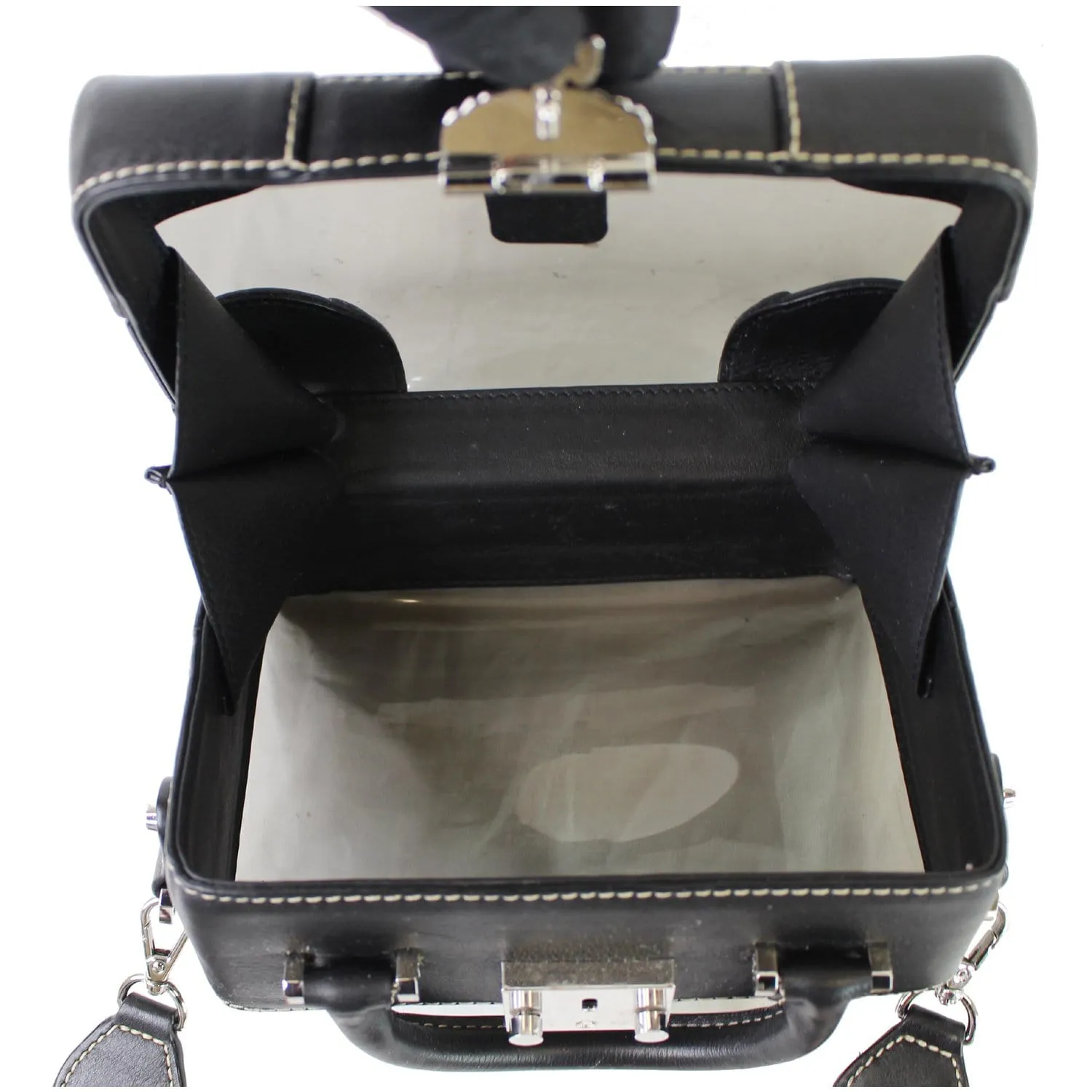 MCM Berlin Soft Clear Leather Crossbody Box Bag Black