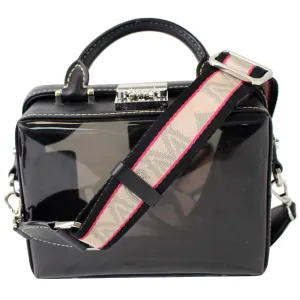 MCM Berlin Soft Clear Leather Crossbody Box Bag Black