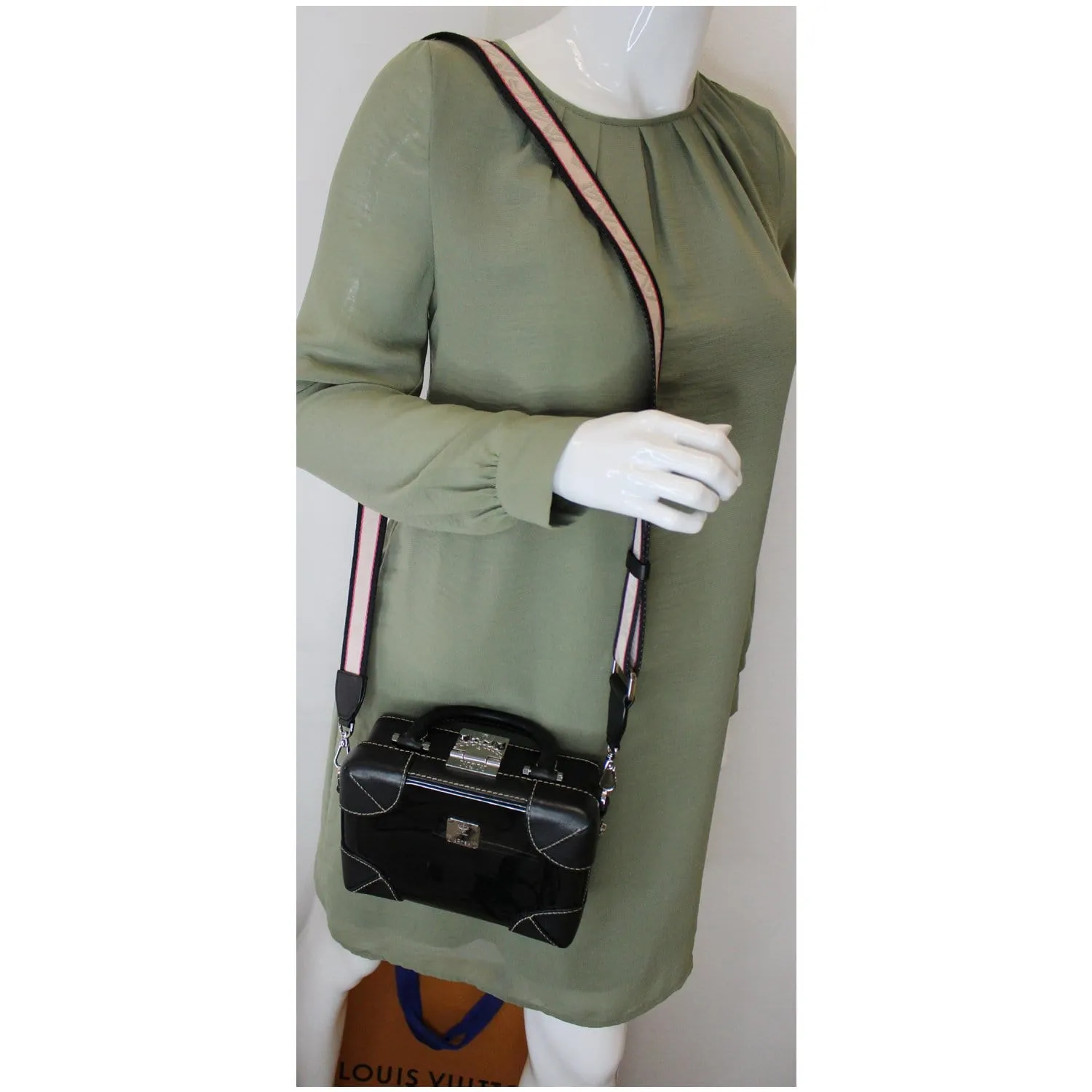 MCM Berlin Soft Clear Leather Crossbody Box Bag Black