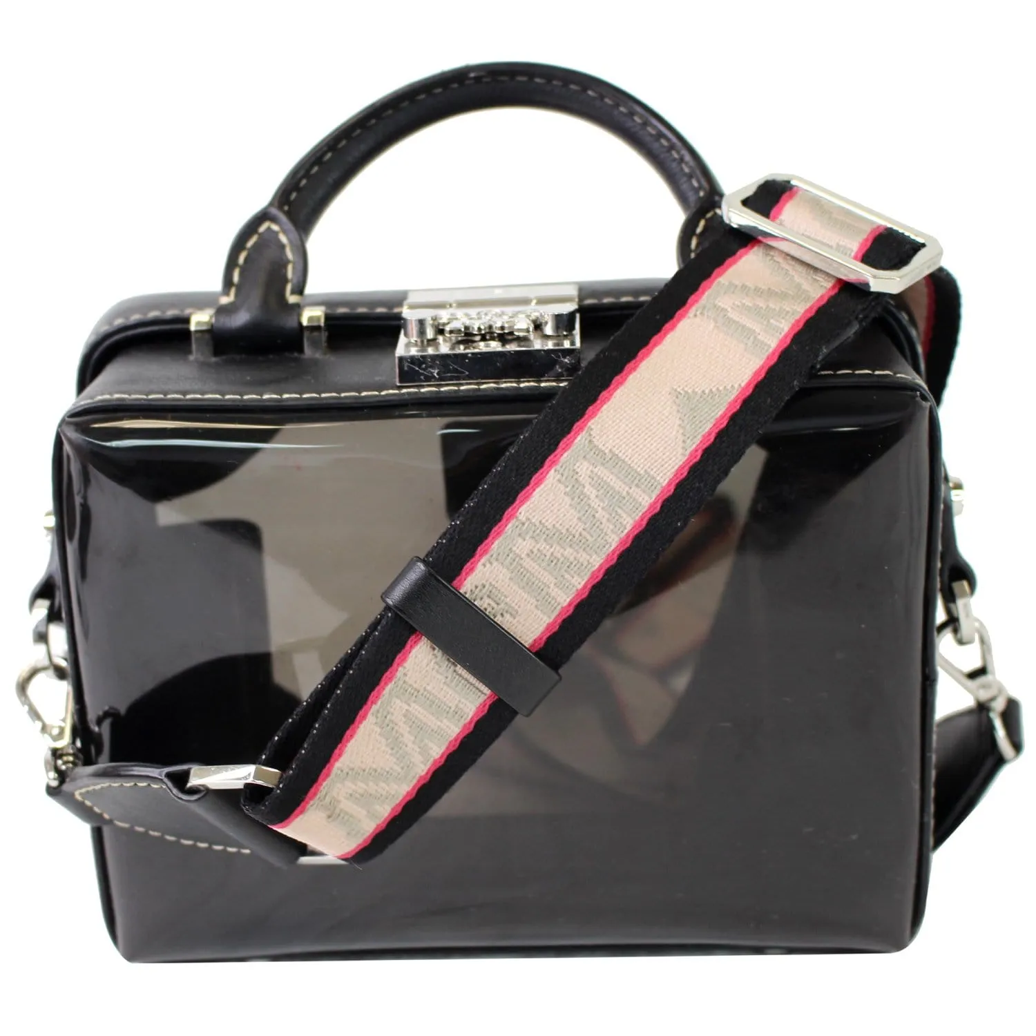 MCM Berlin Soft Clear Leather Crossbody Box Bag Black