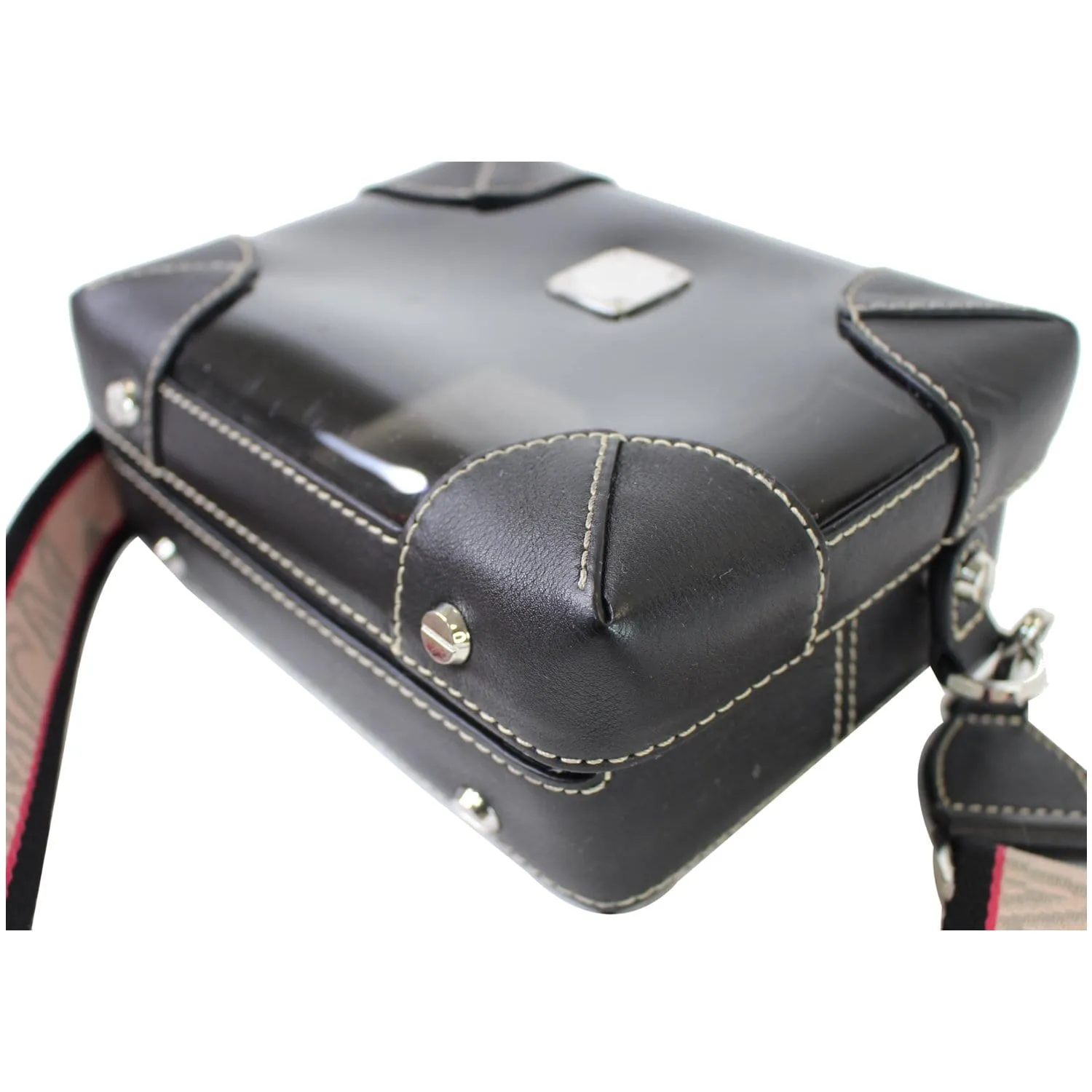MCM Berlin Soft Clear Leather Crossbody Box Bag Black