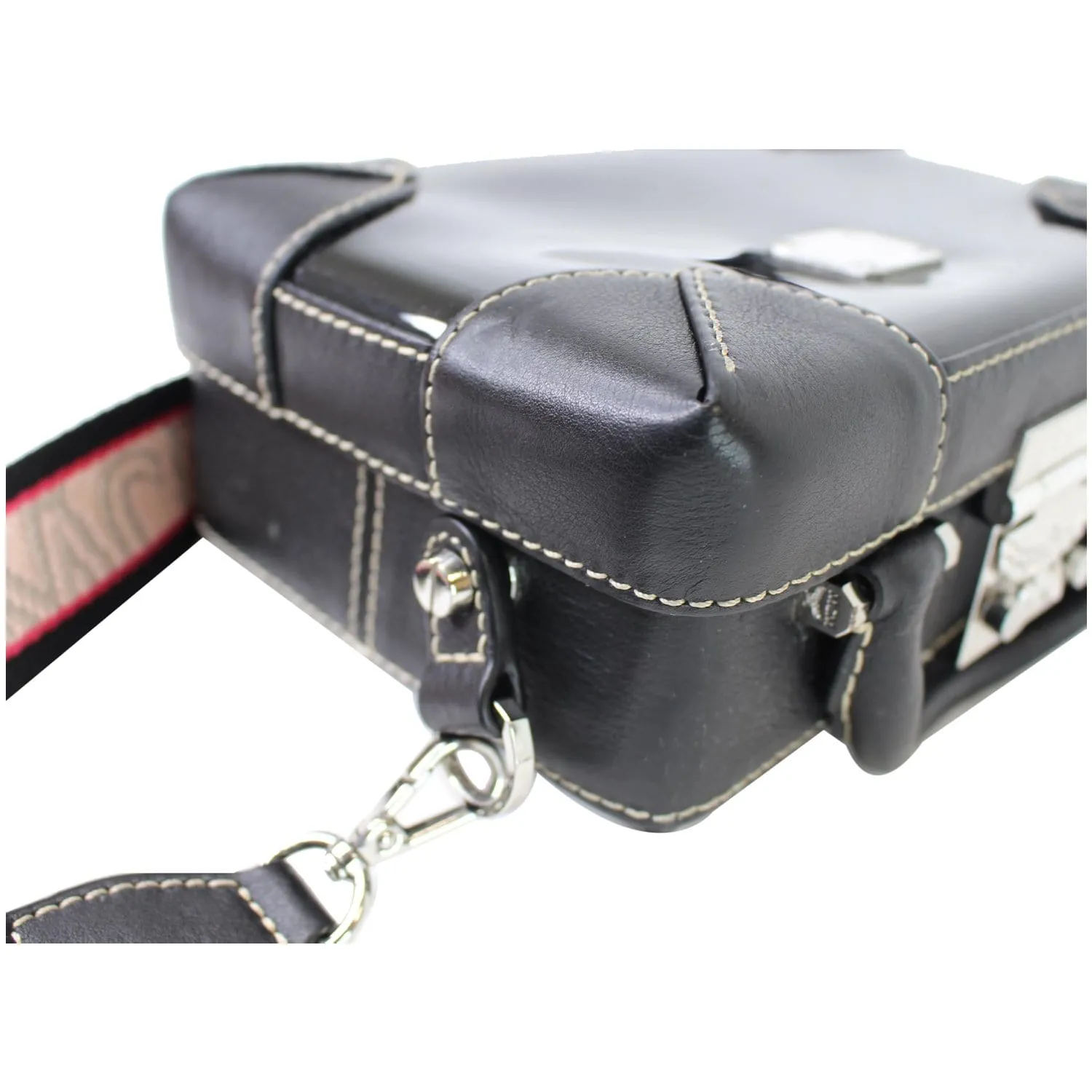 MCM Berlin Soft Clear Leather Crossbody Box Bag Black