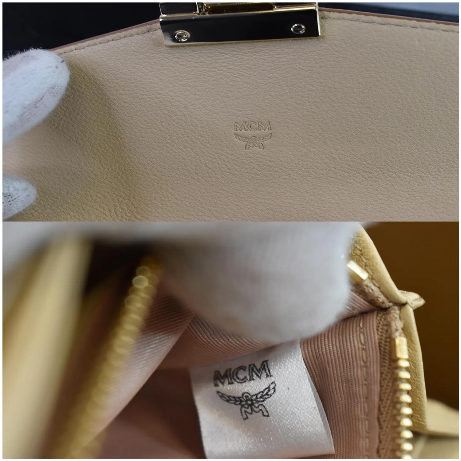 MCM Berlin Visetos Crossbody Chain on Wallet Gold