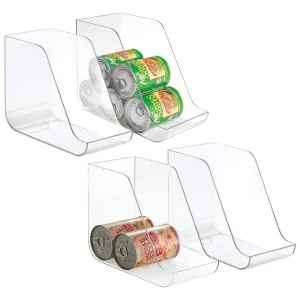 mDesign Large Plastic Standing Pop/Soda Can Dispenser Storage Organizer Bin for Kitchen Pantry, Countertops, Cabinets, Refrigerator - Compact Vertical Holder - 4 Pack - Clear