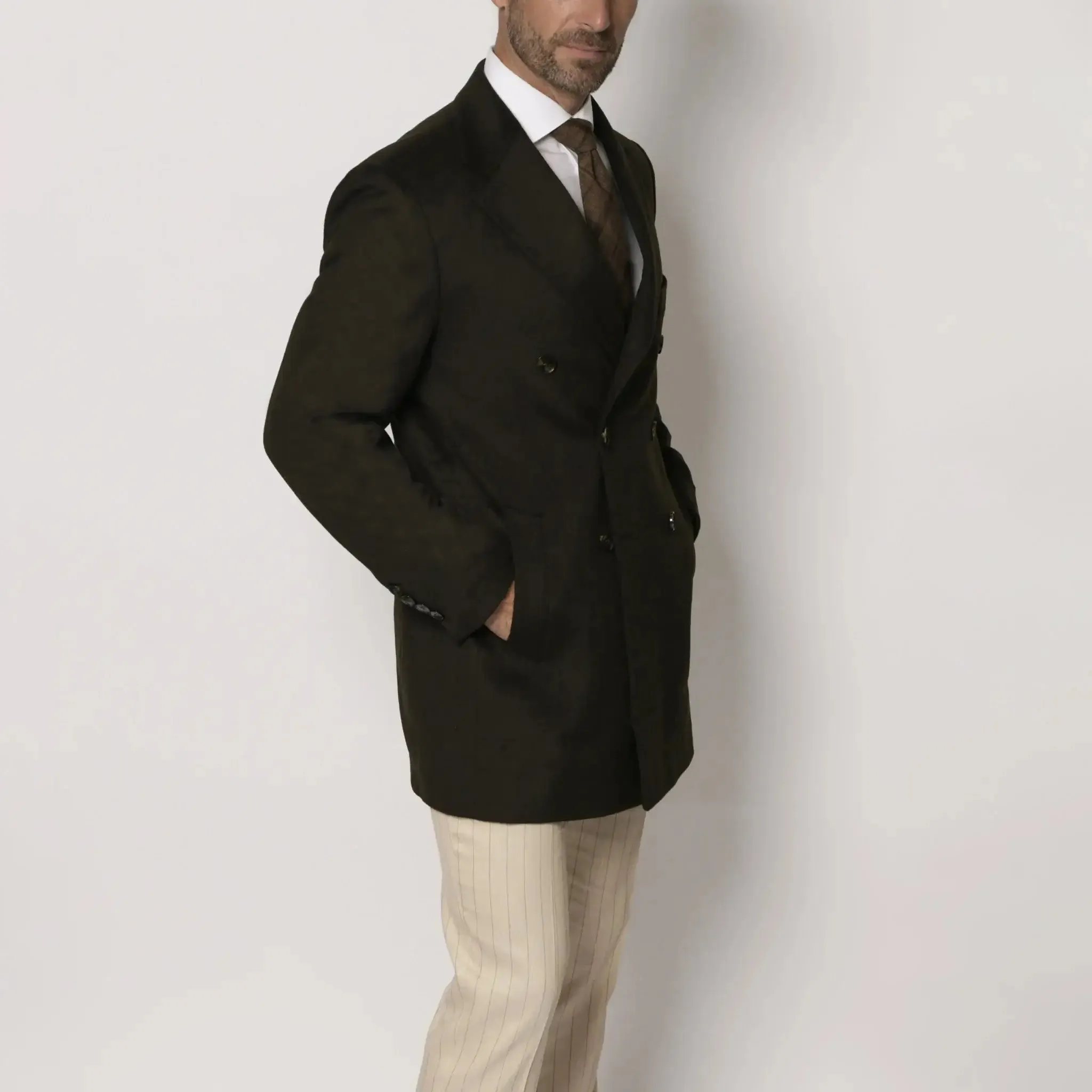 Men's Double-breasted Winter Coat Dark Olive